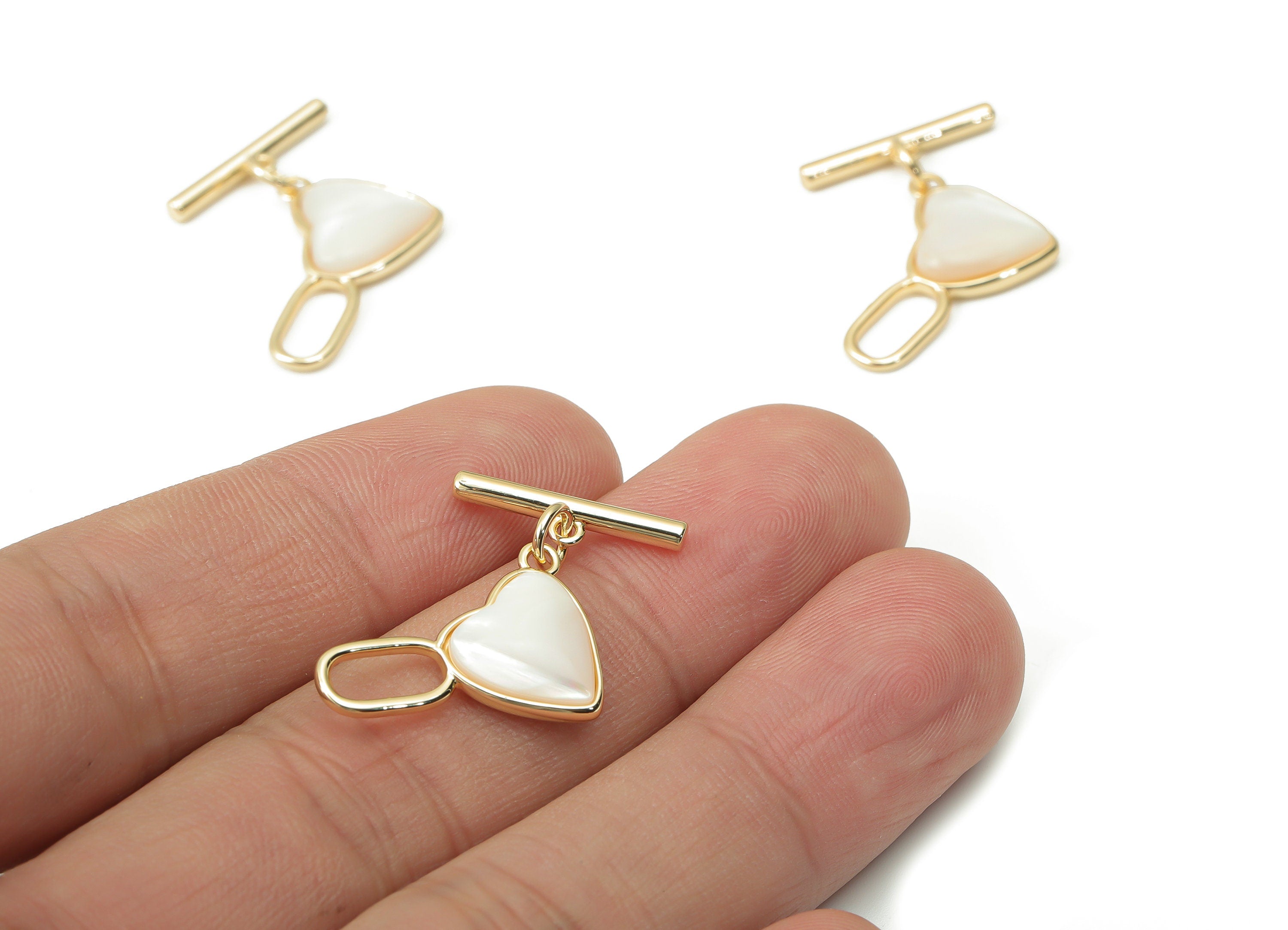 Brass Heart Toggle Clasp – Shell Heart Toggle Clasp – 18K Real Gold Plated Brass - Jewelry Making Supplies - 25.94x16.95x3.8mm - RGP4373 - DOMEDBAZAAR