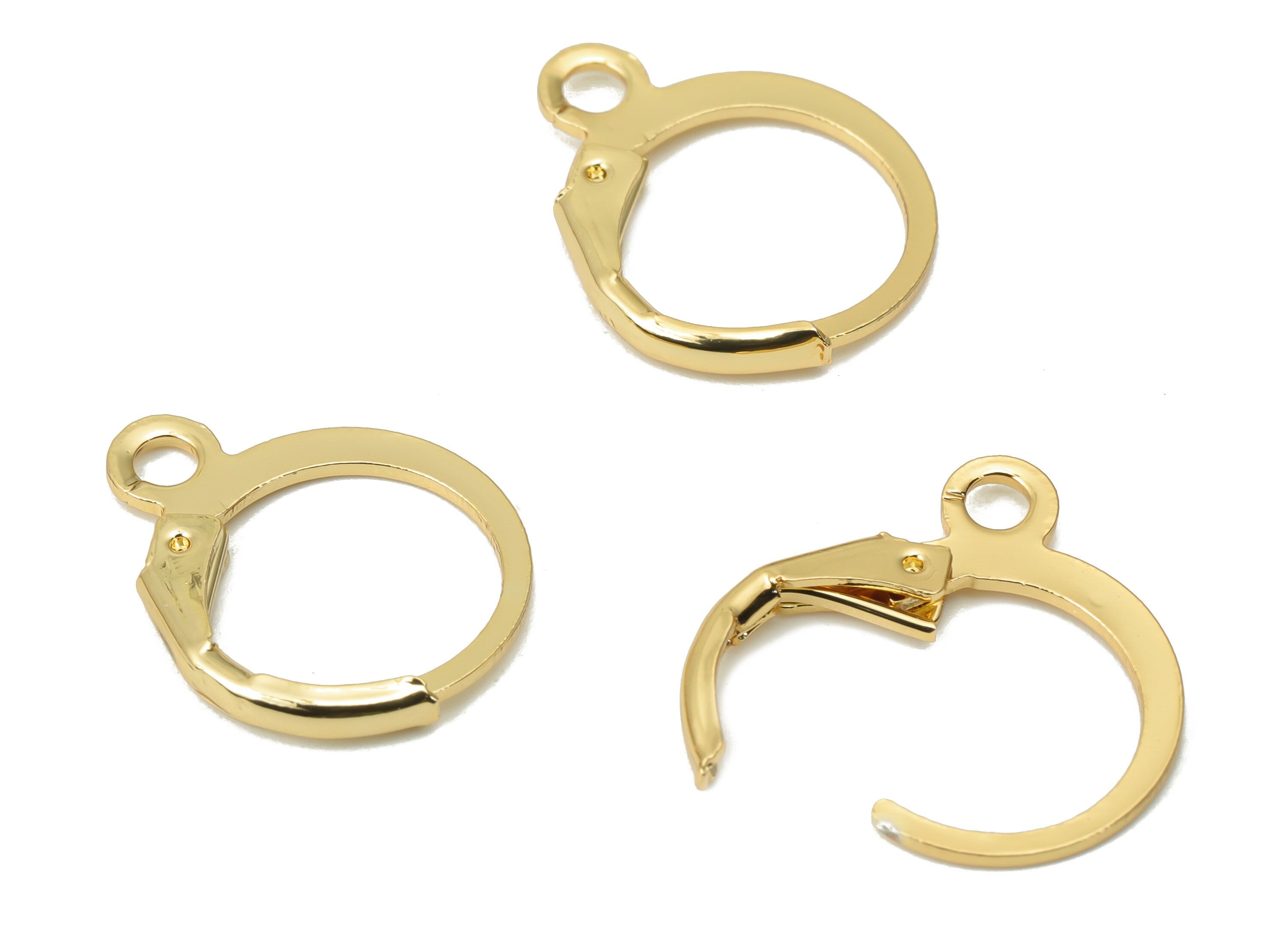 Brass Plain Leverback - Gold Leverback Earring Clasp - 18K Real Gold Plated Brass - Jewelry Making Supplies - 15.63x12.61x1.94mm - RGP4361 - DOMEDBAZAAR