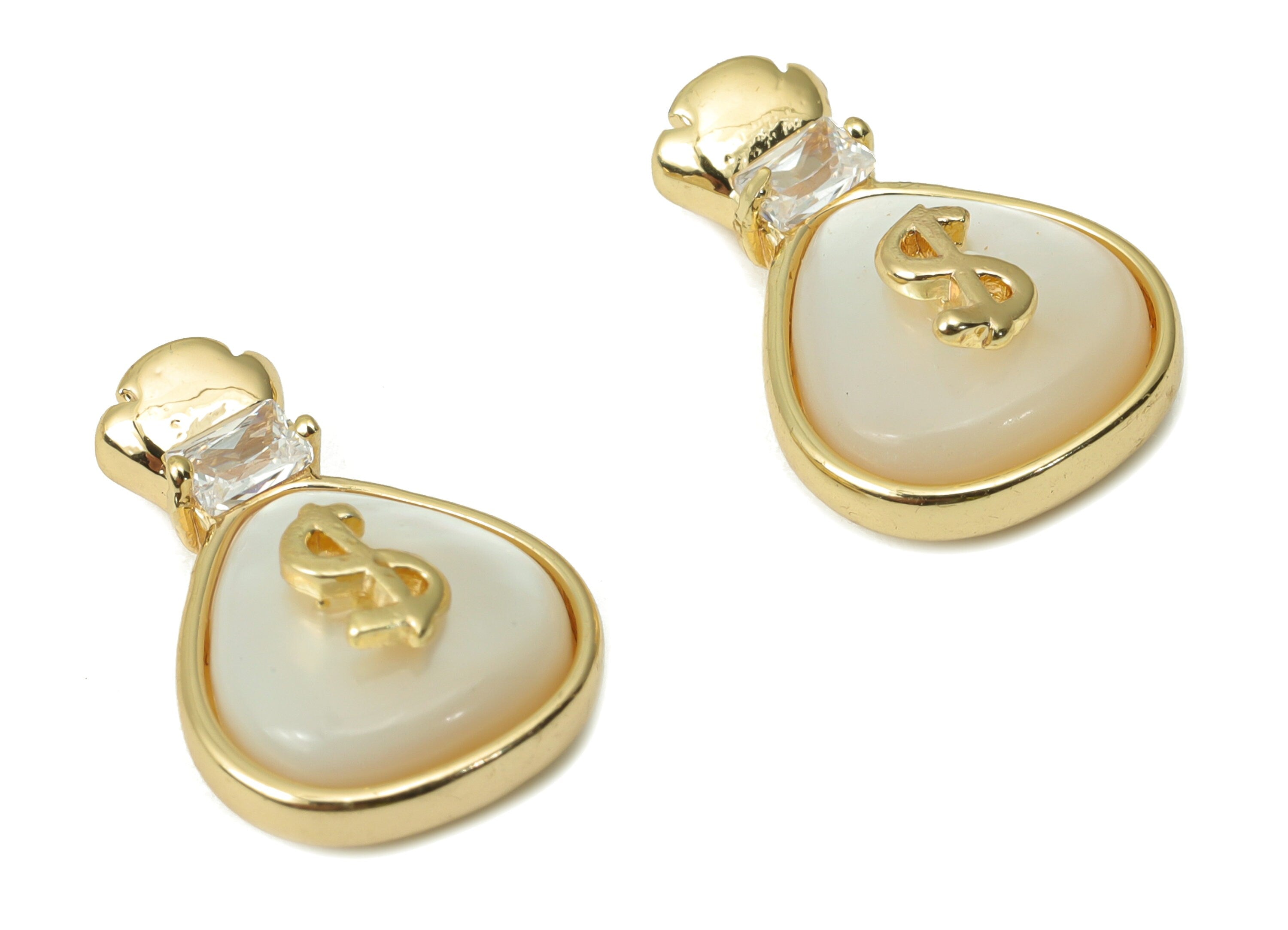 Brass Purse Earring Charms with Zincons - Shell Purse Pendant - 18K Real Gold Plated - Jewelry Making Supplies - 14.4x10.12x5.33mm - RGP4379 - DOMEDBAZAAR