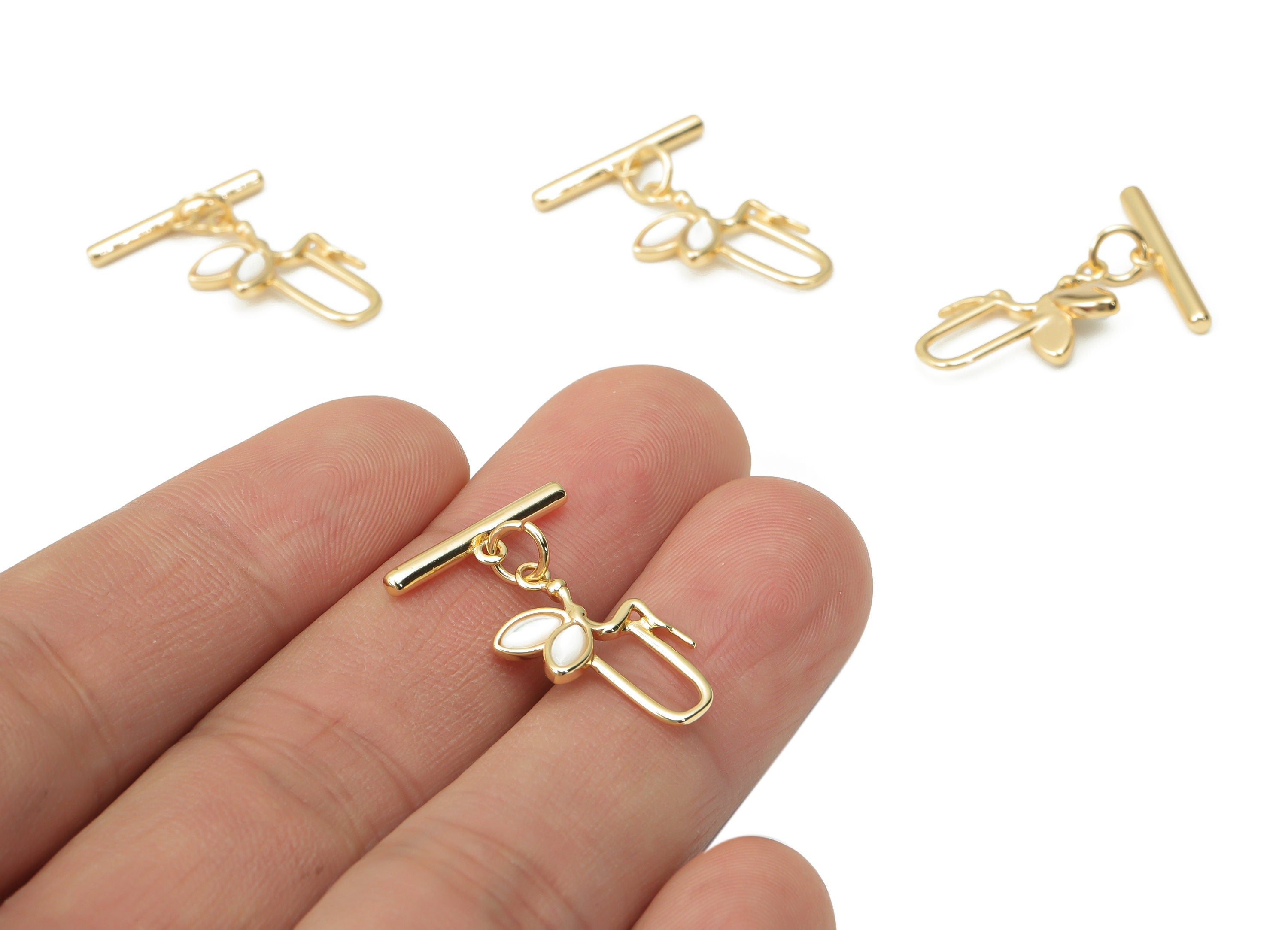 Brass Woman Wings Earring Toggle Clasp – Shell Angle Toggle Clasp – 18K Real Gold Plated Brass - Jewelry Supplies - 24x16.9x3.8mm - RGP4371 - DOMEDBAZAAR