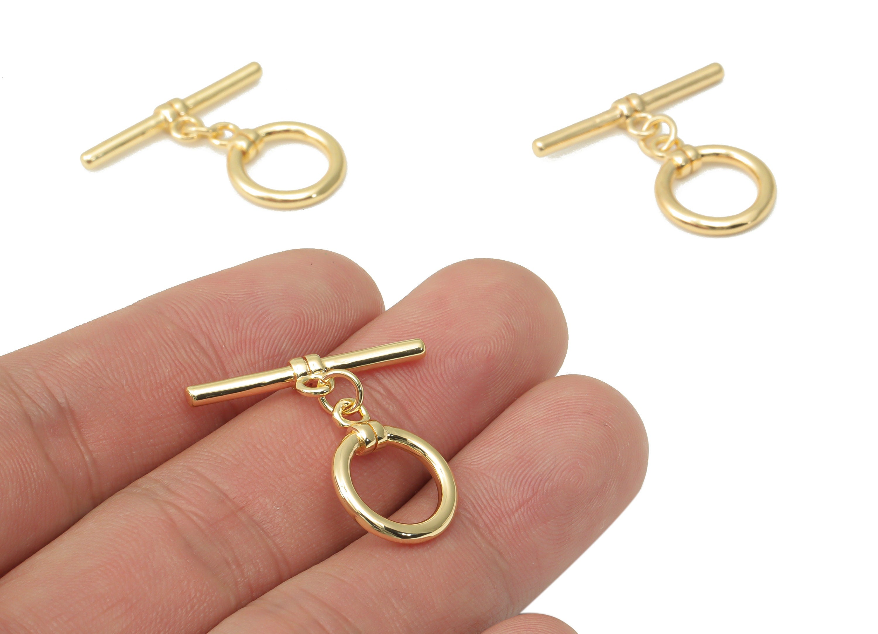 Brass Round Toggle Clasps – Gold Plated Ring Circle Toggle Clasp - 18K Real Gold Plated Brass – Jewelry Supplies - 26.04x25.8x2.1mm- RGP4517 - DOMEDBAZAAR