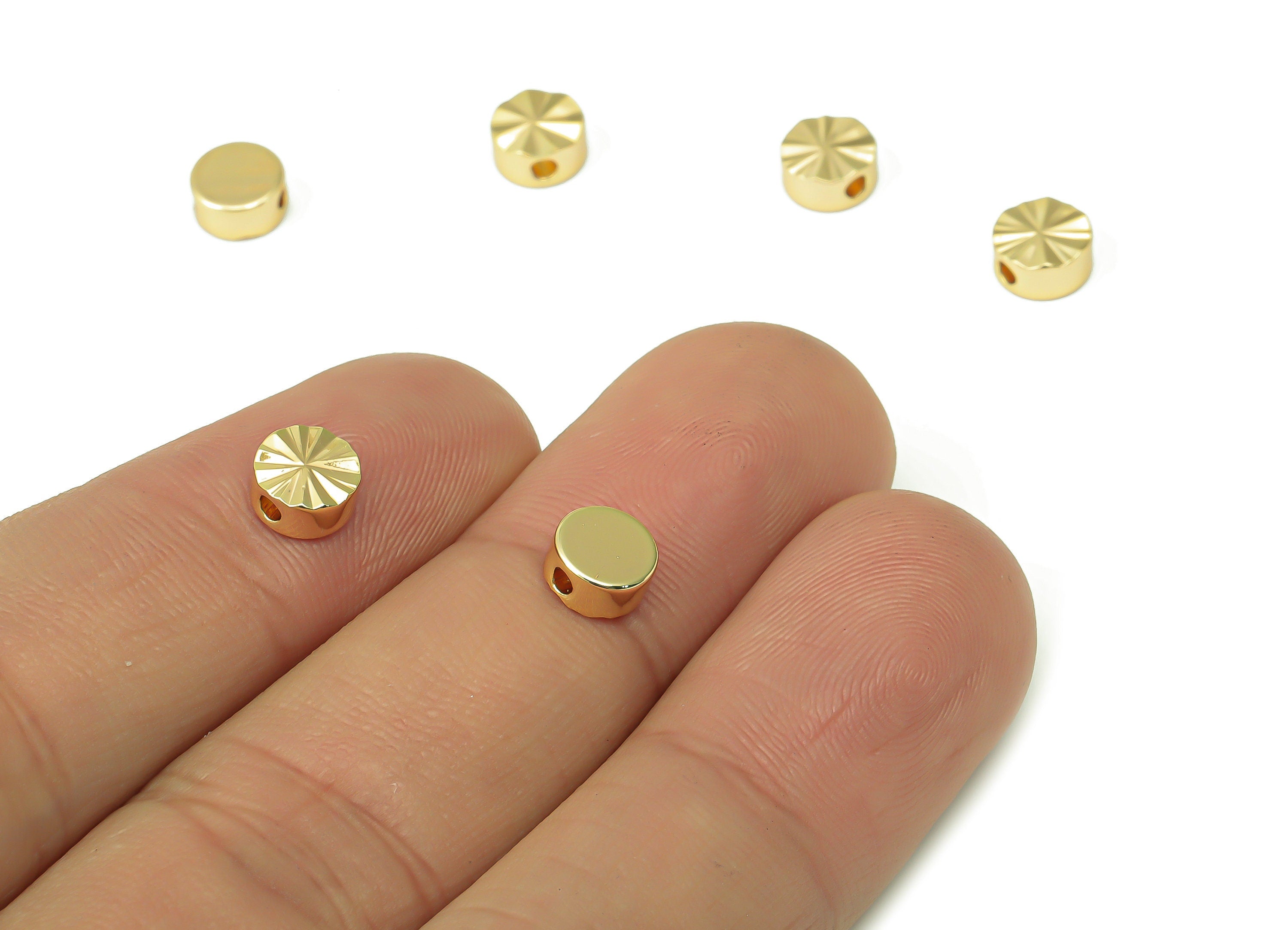 Gold Plated Round Beads - Sun Shine Beads - Brass Round Beads - Bracelet Beads - 18K Real Gold Plated Brass - 6.03x6.03x3.14mm - RGP4429 - DOMEDBAZAAR