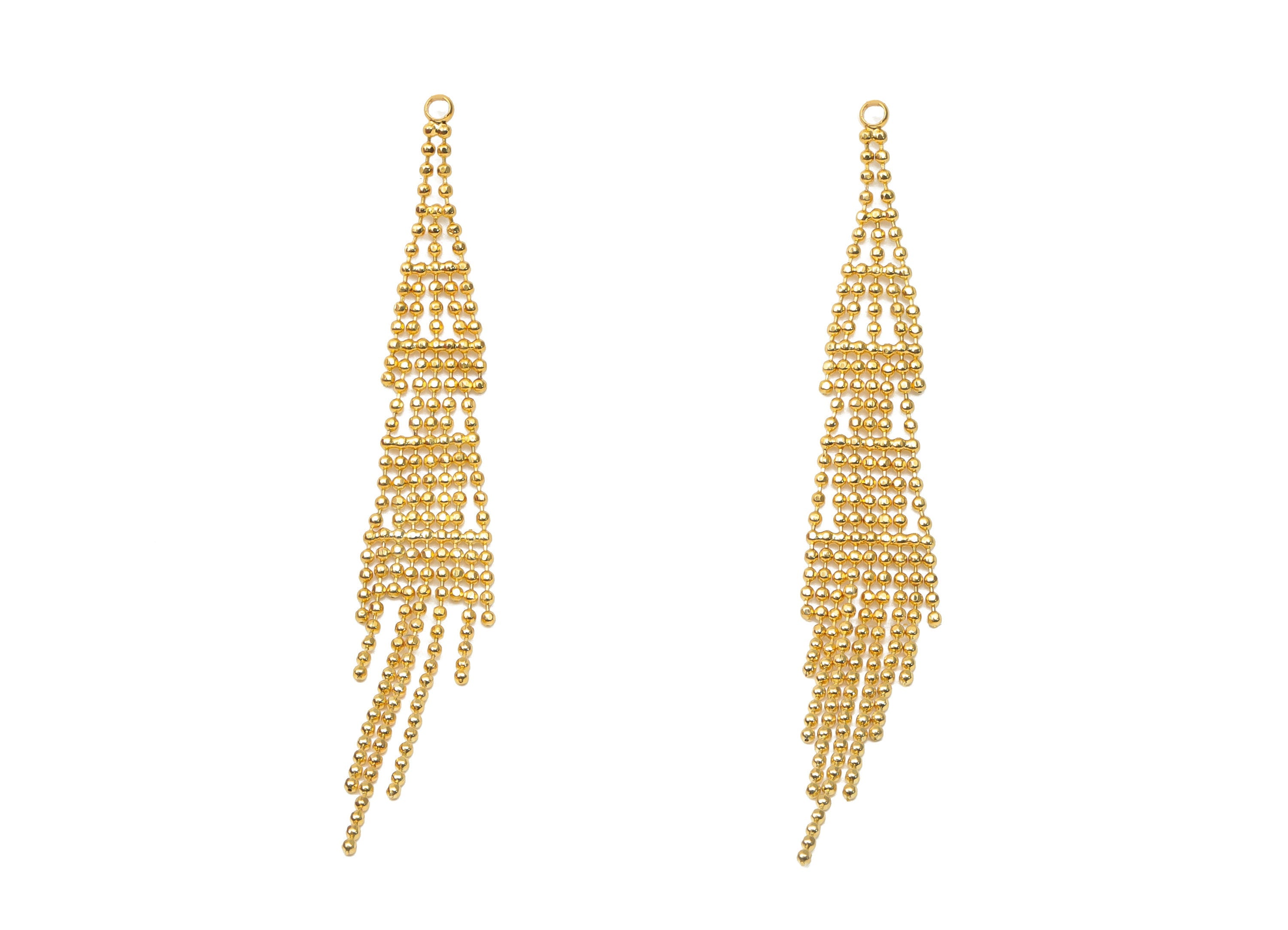 Brass Ball Chain Tassel Earring Charms - Gold Chain Earrings – 18K Real Gold Plated Brass - Jewelry Supplies - 67.93x7.75x1.15mm - RGP4477 - DOMEDBAZAAR