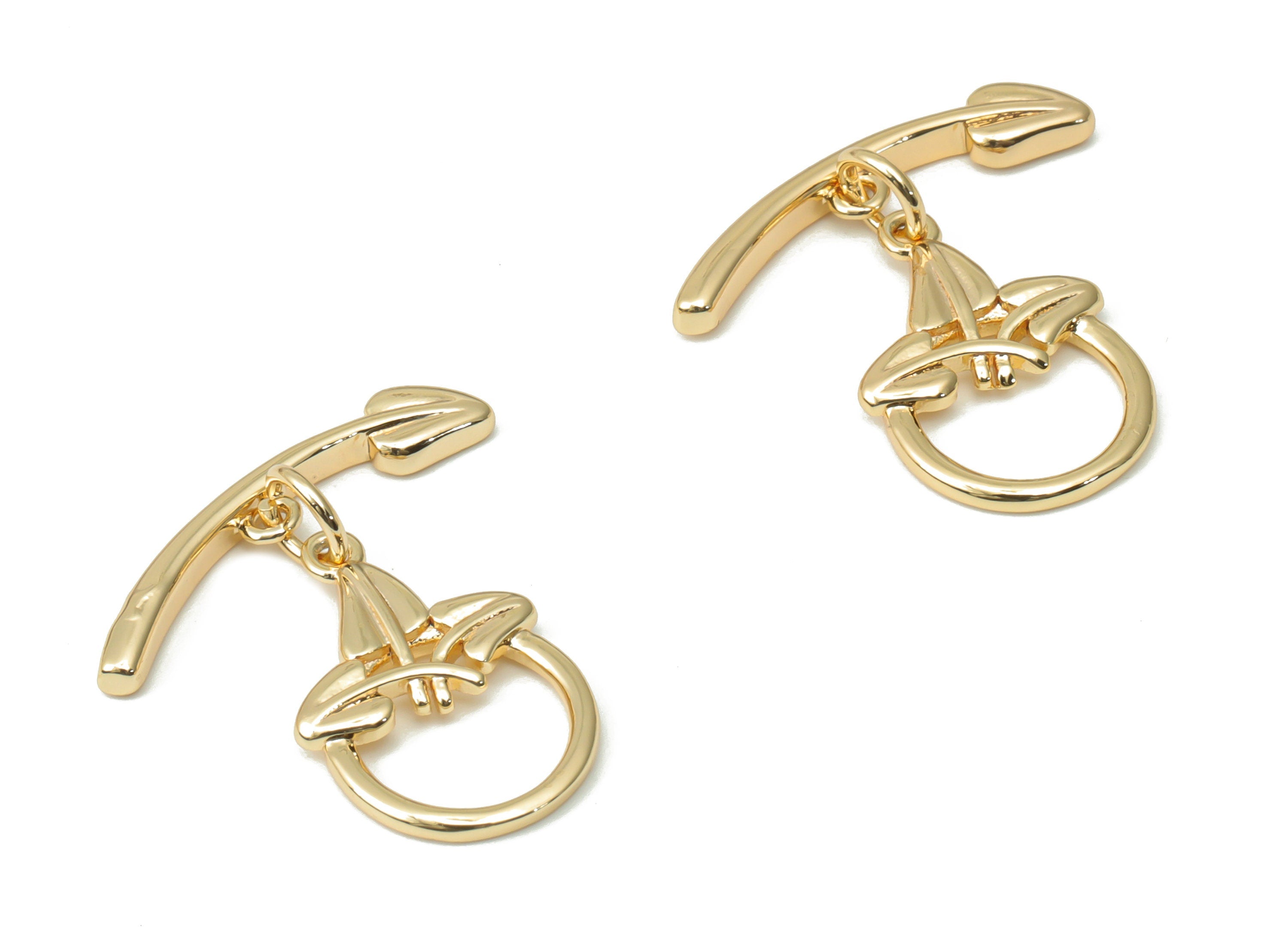 Brass Heart Round Toggle Clasp – Gold Leaf Toggle Clasp - 18K Real Gold Plated Brass – Jewelry Making Supplies - 23.24x22.3x2.06mm - RGP4514 - DOMEDBAZAAR
