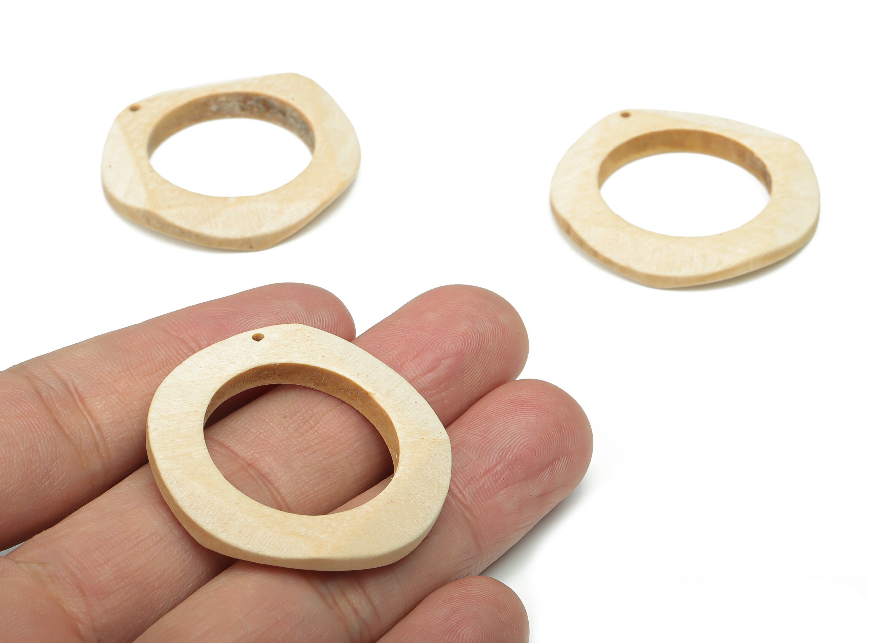 Hemu Wood Wave Round Earring Charms - Hemu Wood Wave Circle Pendant - DIY Jewelry Making Supplies - 36.22x36.22x4.71mm - BB1176B - DOMEDBAZAAR