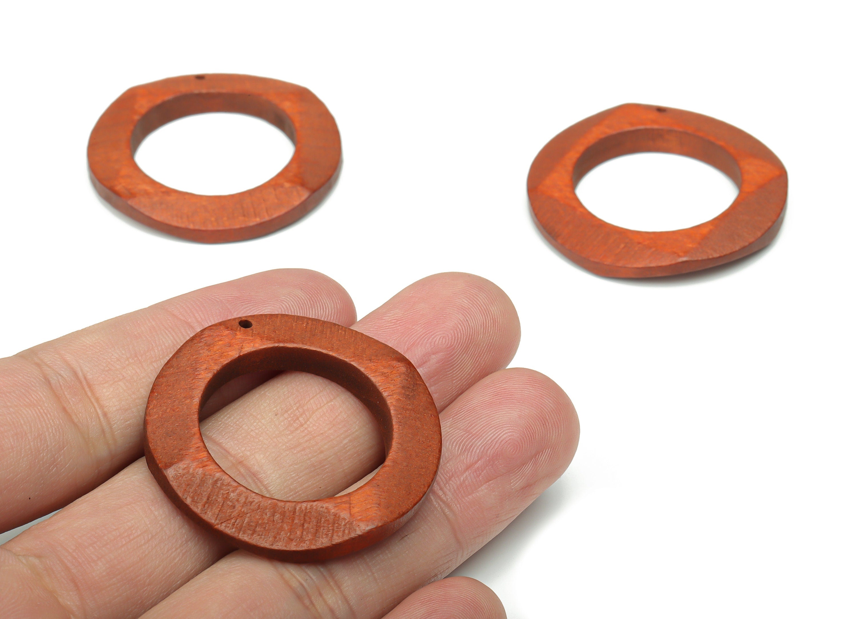 Hemu Wood Wave Round Earring Charms - Hemu Wood Wave Circle Pendant - DIY Jewelry Making Supplies - 36.22x36.22x4.71mm - BB1176C - DOMEDBAZAAR