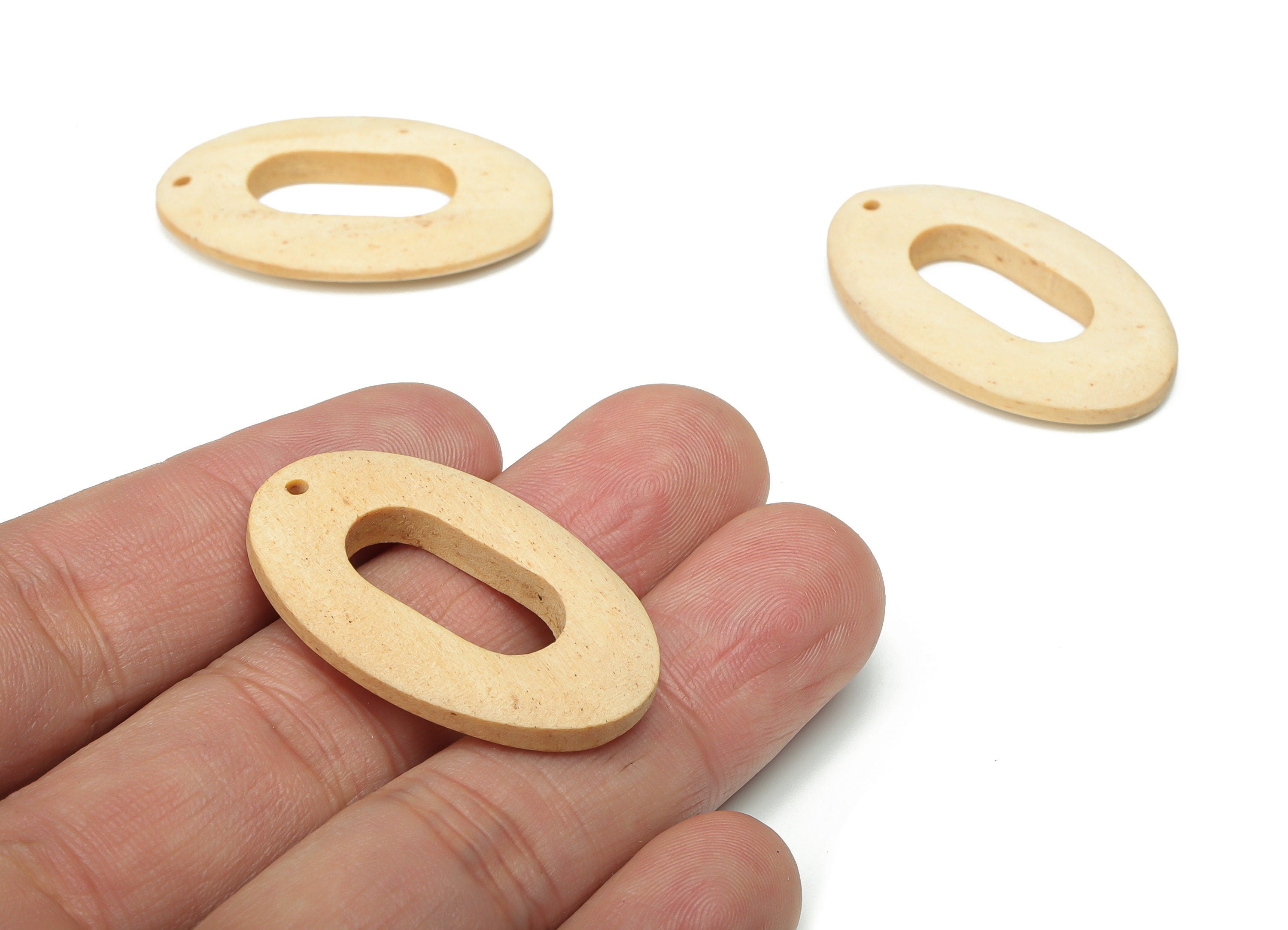 Hemu Wood Long Oval Earring Charms - Hemu Wood Oval Pendant - DIY Jewelry Making Supplies - 36.42x22.74x4.71mm - BB1191 - DOMEDBAZAAR