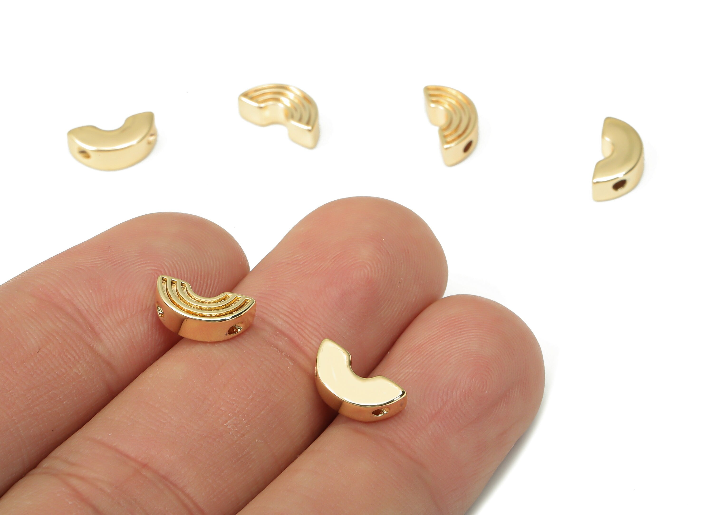 Gold Rainbow Beads – Brass Rainbow Spacer Beads – Bracelet Beads - 18K Real Gold Plated Brass - Jewelry Supplies - 10.42x5.05x3.38mm-RGP4444 - DOMEDBAZAAR