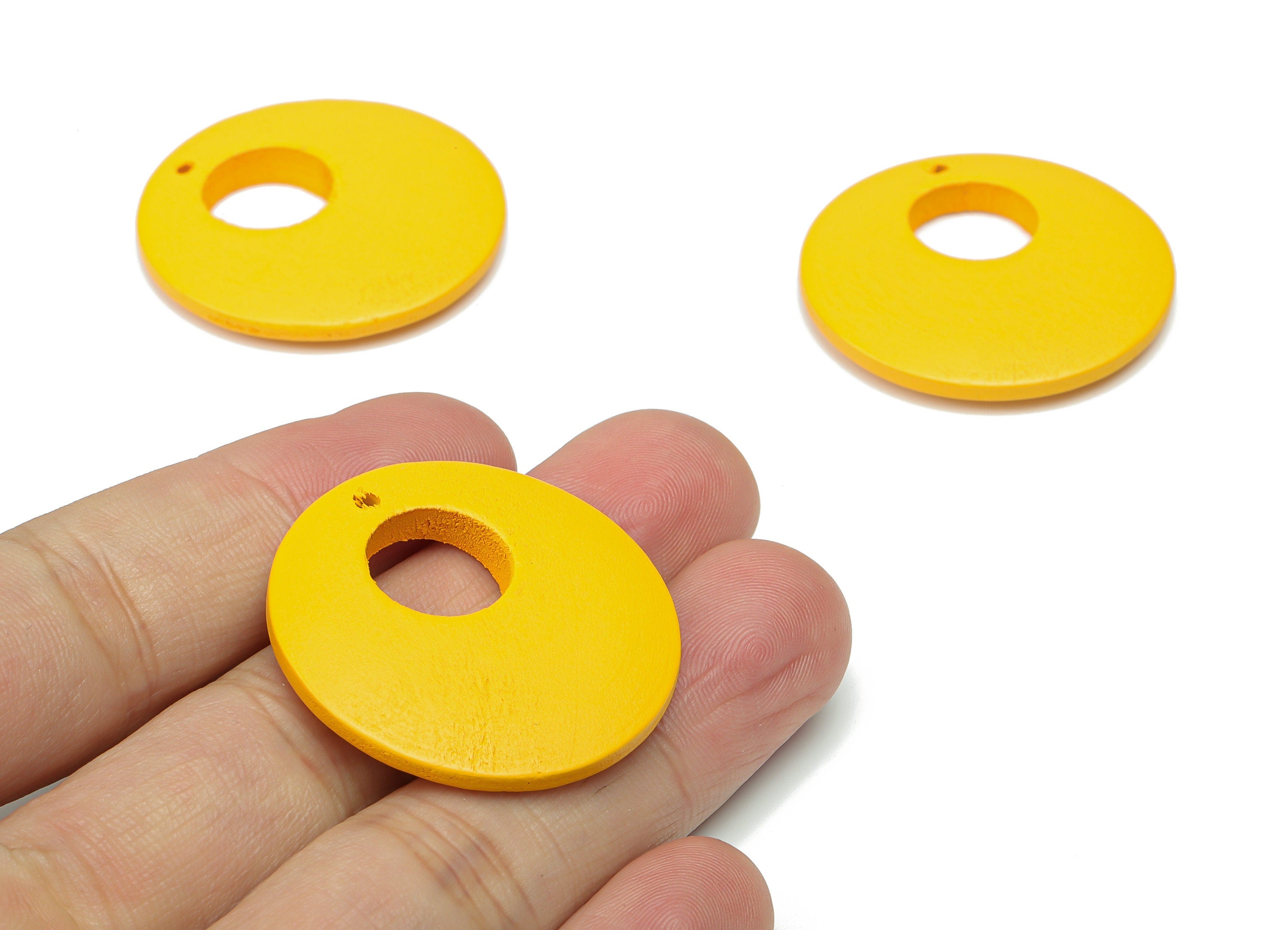 Hemu Wood Round Earring Charms - Hemu Wood Circle Pendant - DIY Jewelry Making Supplies - 34.75x34.75x4.97mm - BB1188 - DOMEDBAZAAR