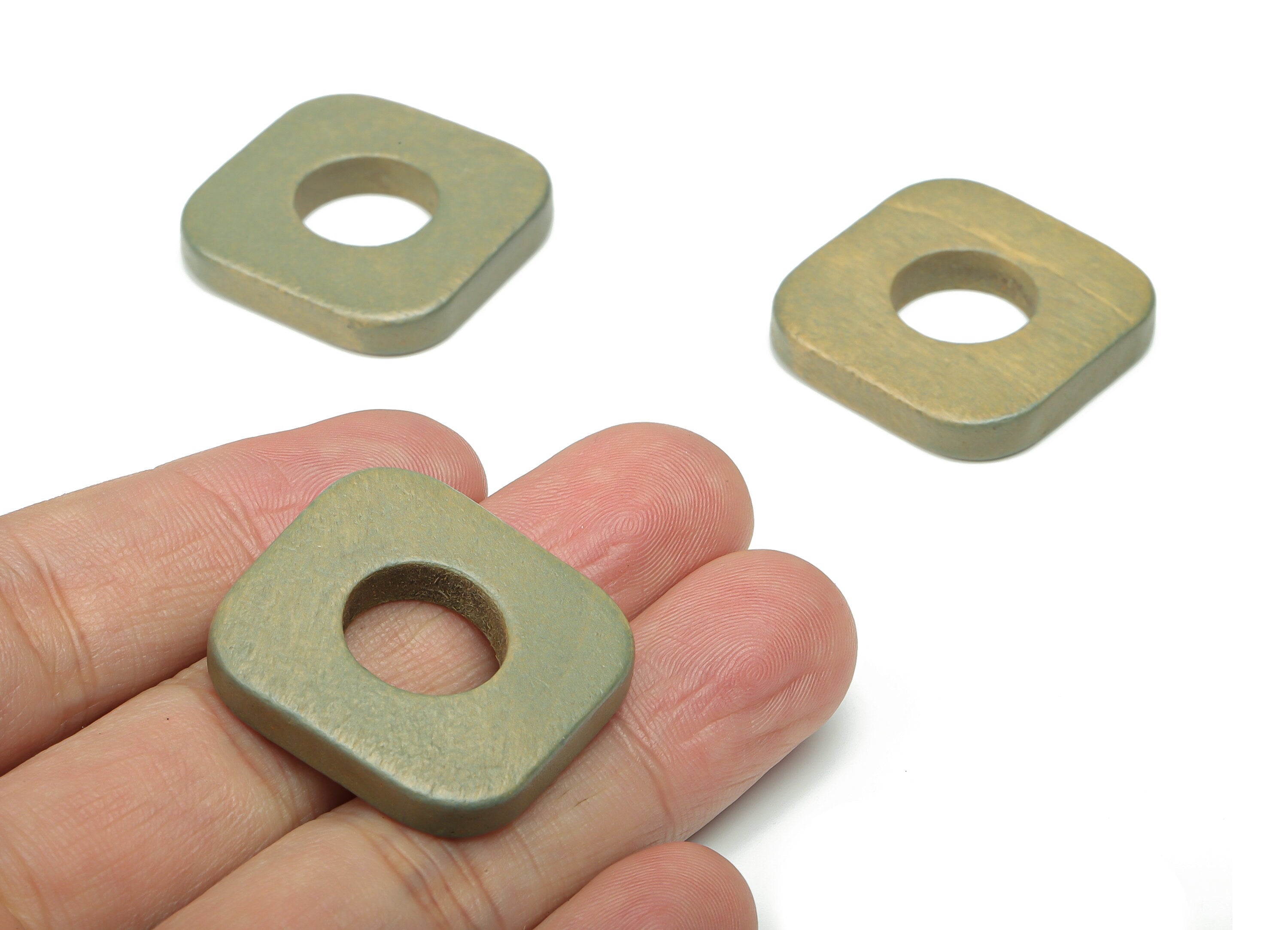 Hemu Wood Square Round Earring Connector - Hemu Wood Square Charms and Pendant - DIY Jewelry Making Supplies - 28.8x28.8x5.02mm - BB1187B - DOMEDBAZAAR