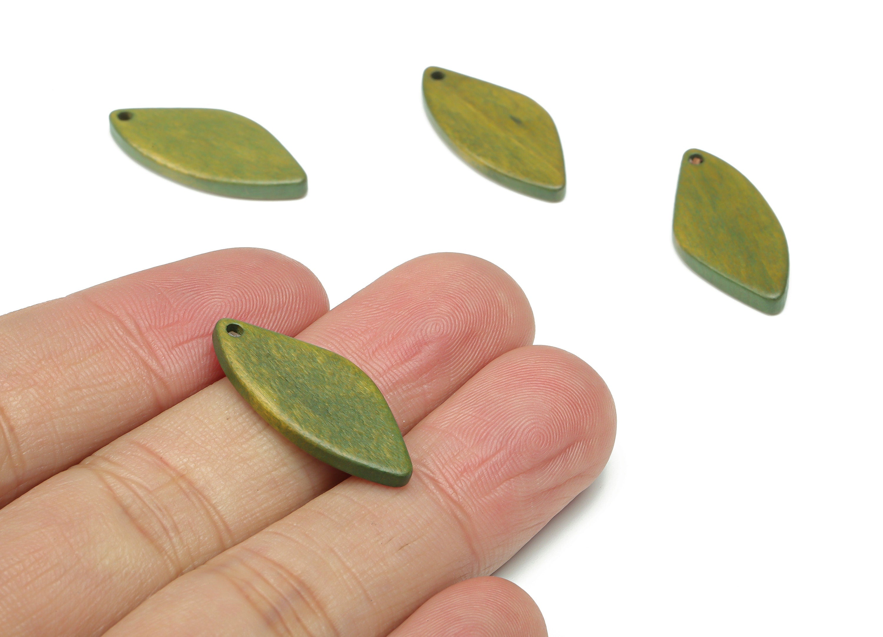 Hemu Wood Leaf Earring Charms - Hemu Wood Leaf Charms - DIY Jewelry Making Supplies - 26.15x11.97x2.7mm - BB1179B - DOMEDBAZAAR