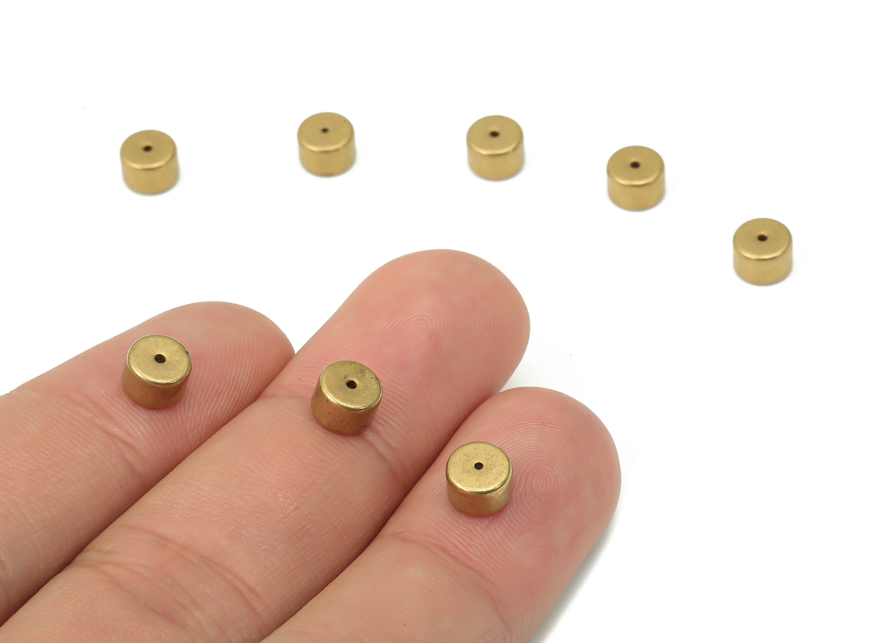 Raw Brass Round Earring Stopper Cylinder - Ear Nuts - Ear Wire Backs - Earring Findings - Jewelry Making Supplies - 5.93x4.05x5.9mm - PP7351 - DOMEDBAZAAR