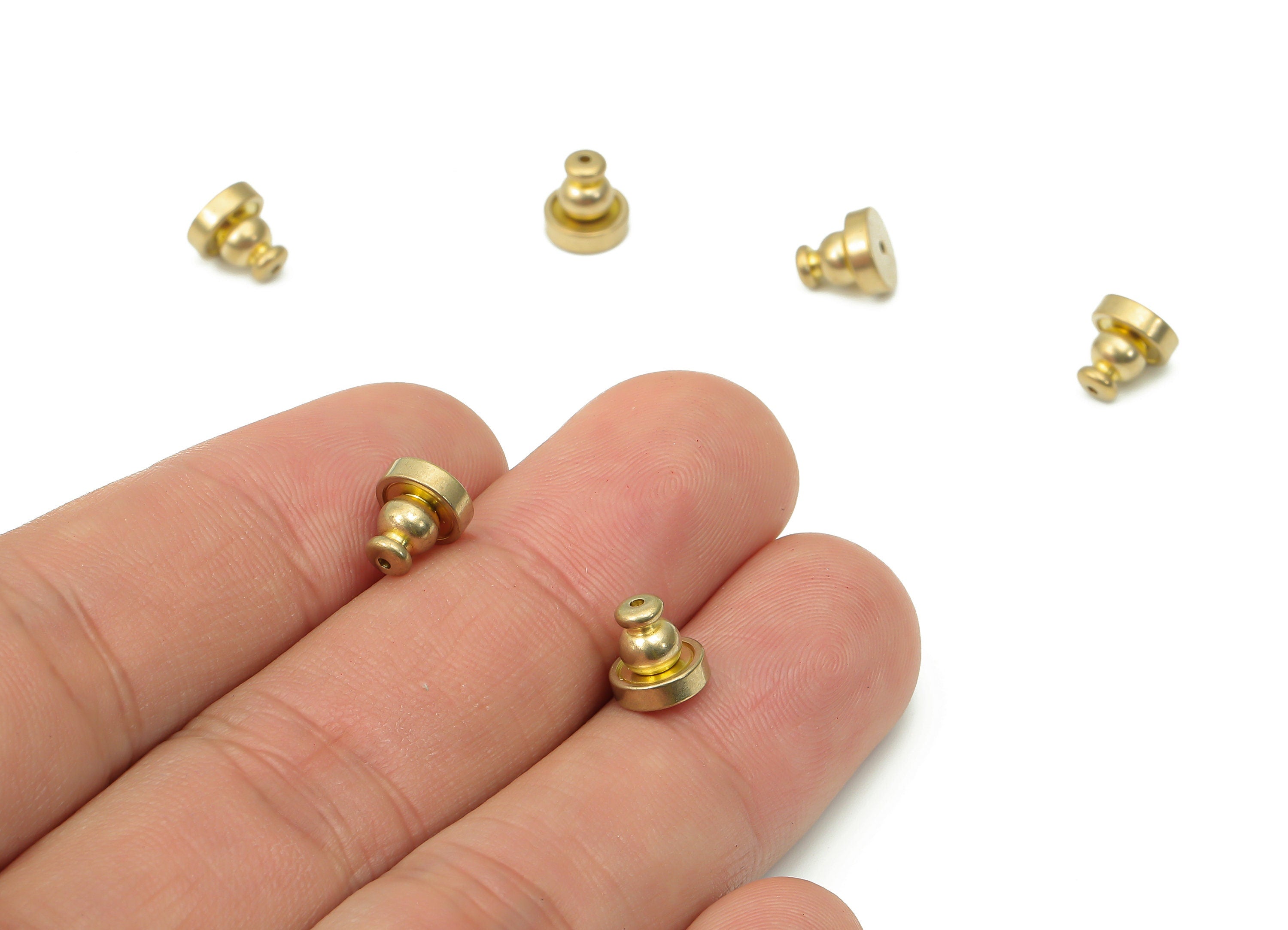 Raw Brass Beads Earring Backs - Brass Bead Rubber Stopper - Ear Nuts - Ear Wire Backs -Jewelry Making Supplies - 6.92x6.93x6.9mm - PP7357 - DOMEDBAZAAR