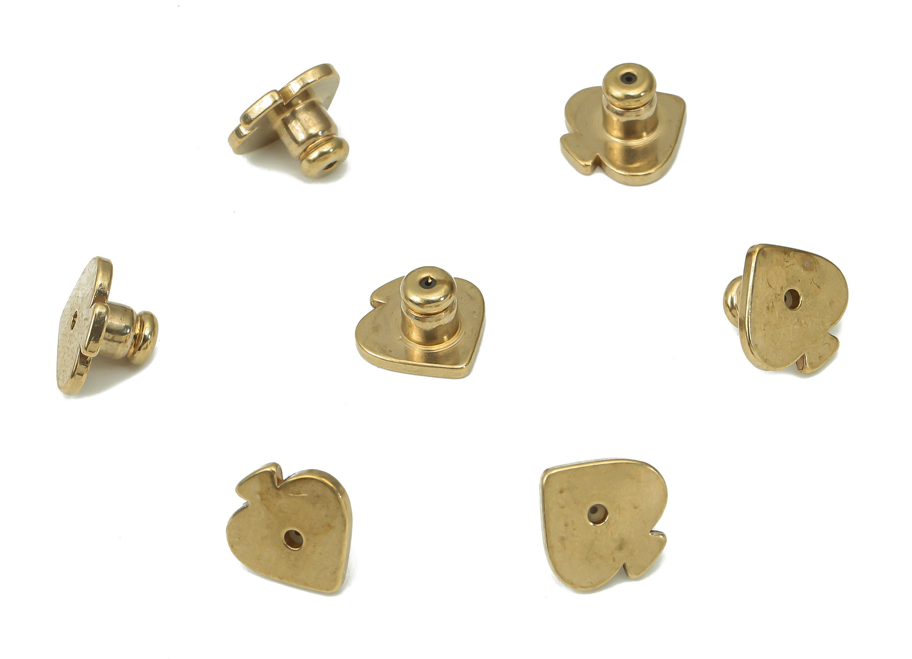 Brass Heart Earring Backs - Raw Brass Heart Rubber Stopper - Ear Nuts - Ear Wire Backs - Jewelry Making Supplies - 8.67x8.7x1.1mm - PP7352 - DOMEDBAZAAR