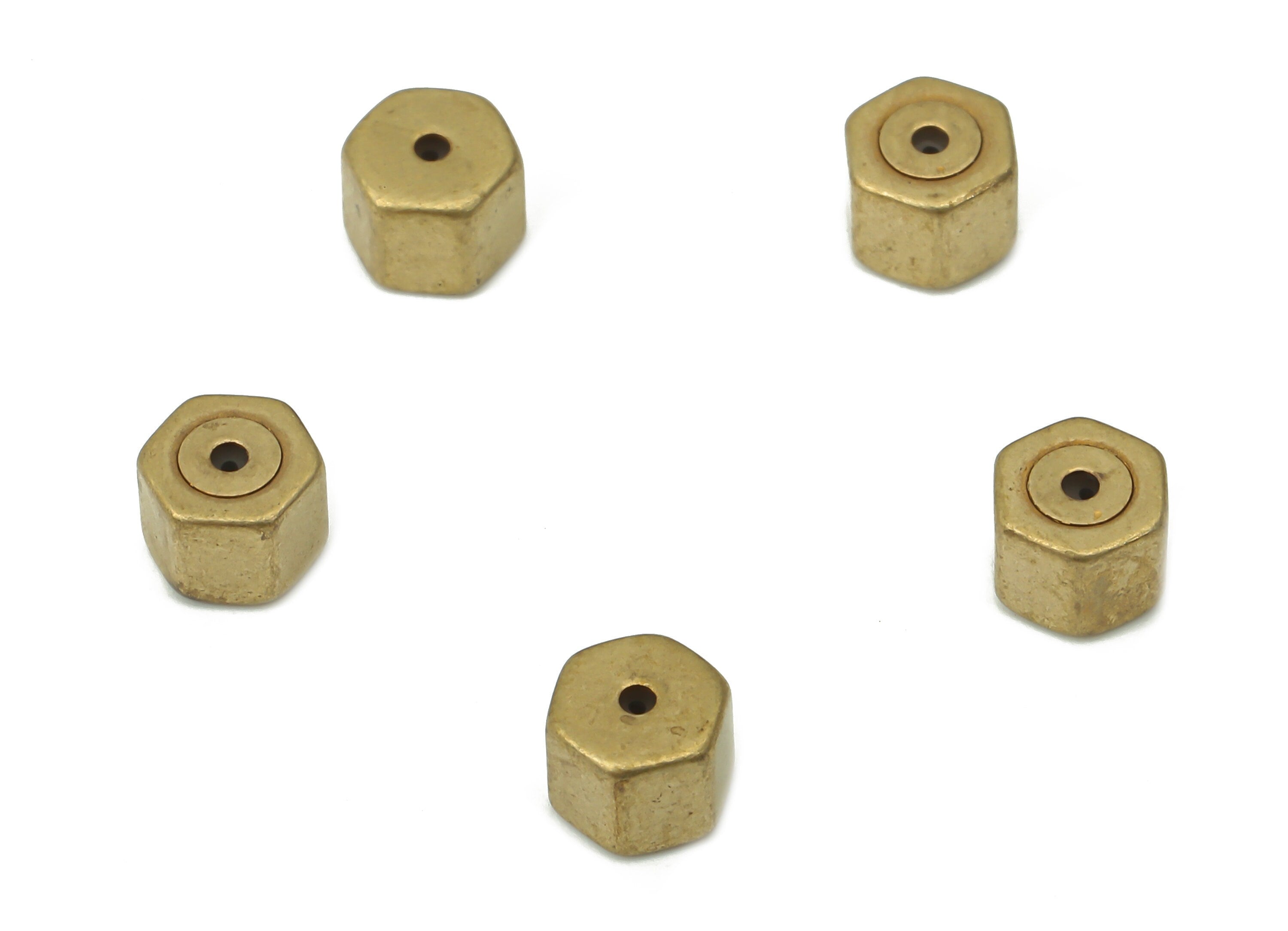 Brass Hexagon Earring Backs - Raw Brass Hexagon Rubber Stopper - Ear Nuts - Ear Wire Backs - Jewelry Supplies - 4.94x3.88x4.94mm - PP7354 - DOMEDBAZAAR