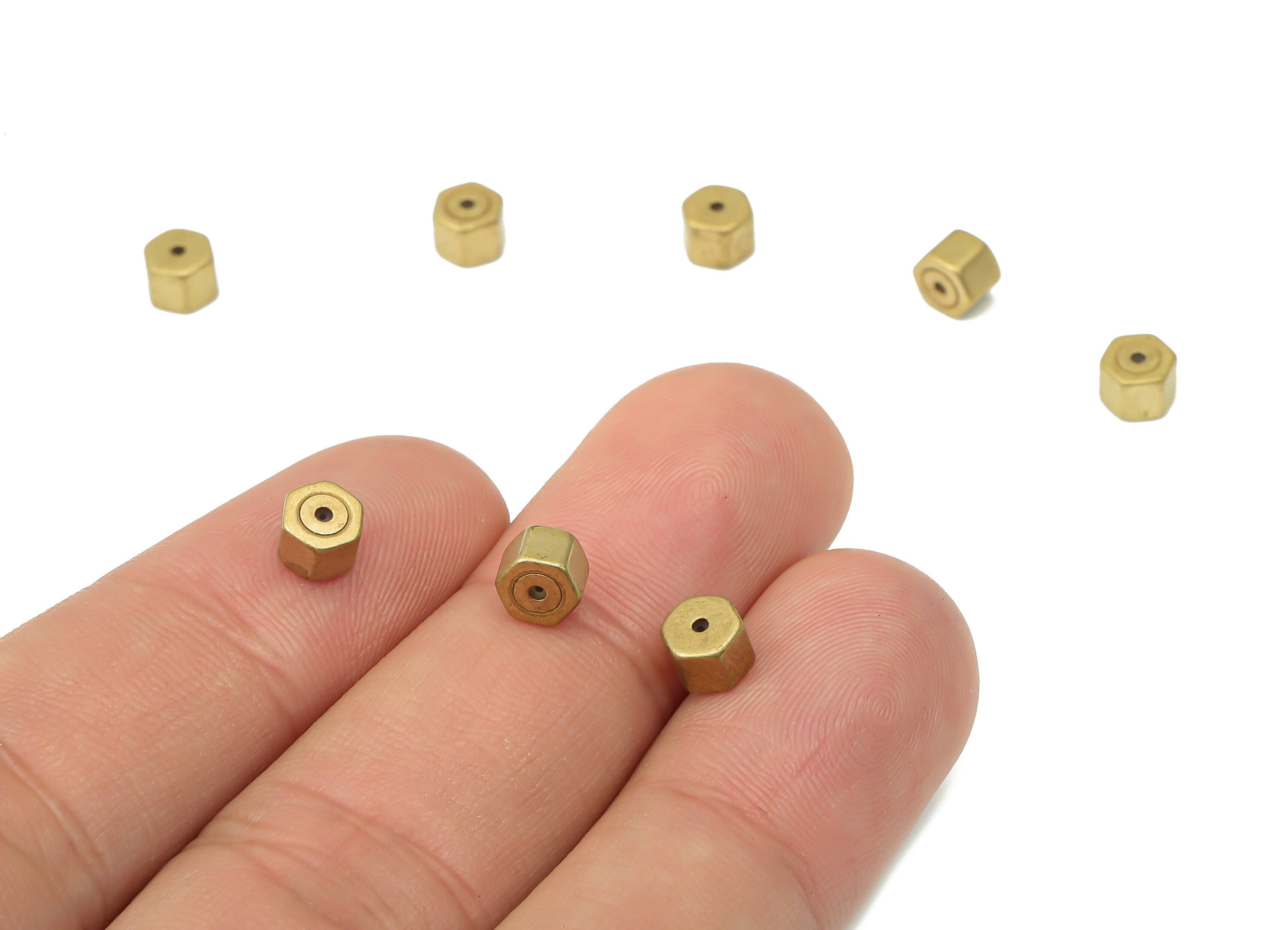 Brass Hexagon Earring Backs - Raw Brass Hexagon Rubber Stopper - Ear Nuts - Ear Wire Backs - Jewelry Supplies - 4.94x3.88x4.94mm - PP7354 - DOMEDBAZAAR