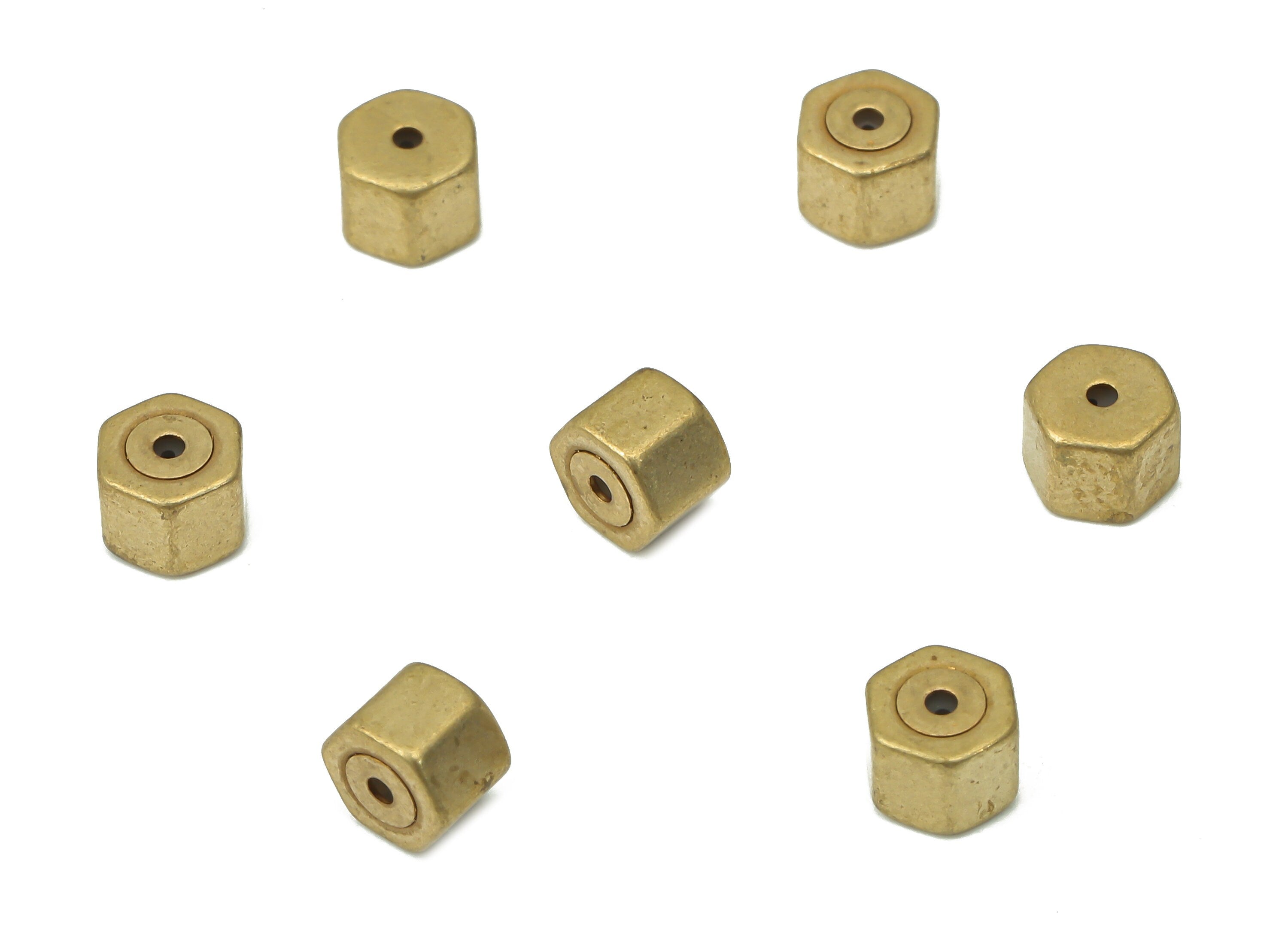 Brass Hexagon Earring Backs - Raw Brass Hexagon Rubber Stopper - Ear Nuts - Ear Wire Backs - Jewelry Supplies - 4.94x3.88x4.94mm - PP7354 - DOMEDBAZAAR