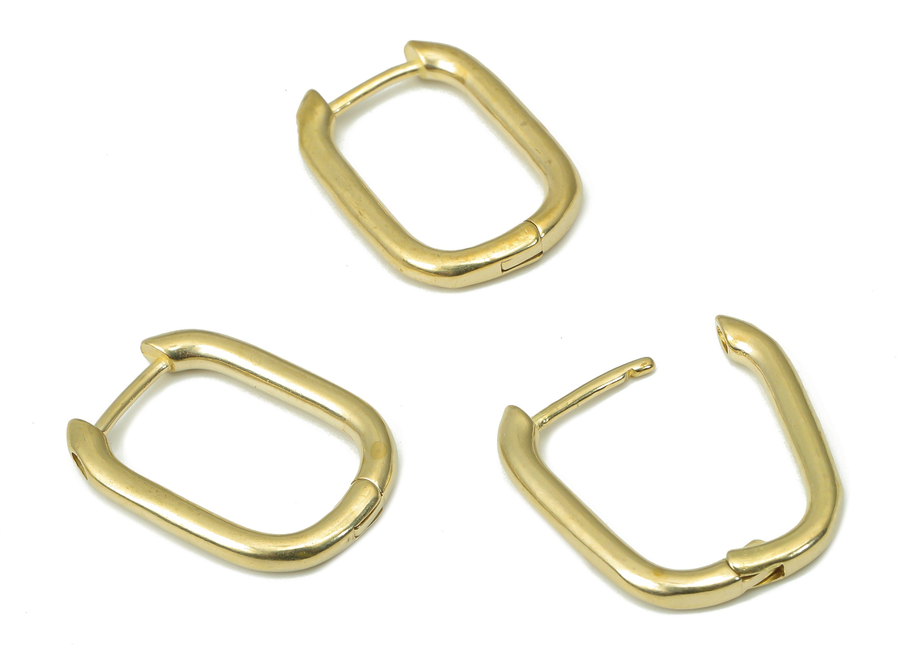Rectangle Huggies Hoop Earrings – Rectangle Hoop – Plain Hoop Huggies - Brass Hoop Earrings – Jewelry Supplies - 22.17x14.87x2.54mm - PP7384 - DOMEDBAZAAR