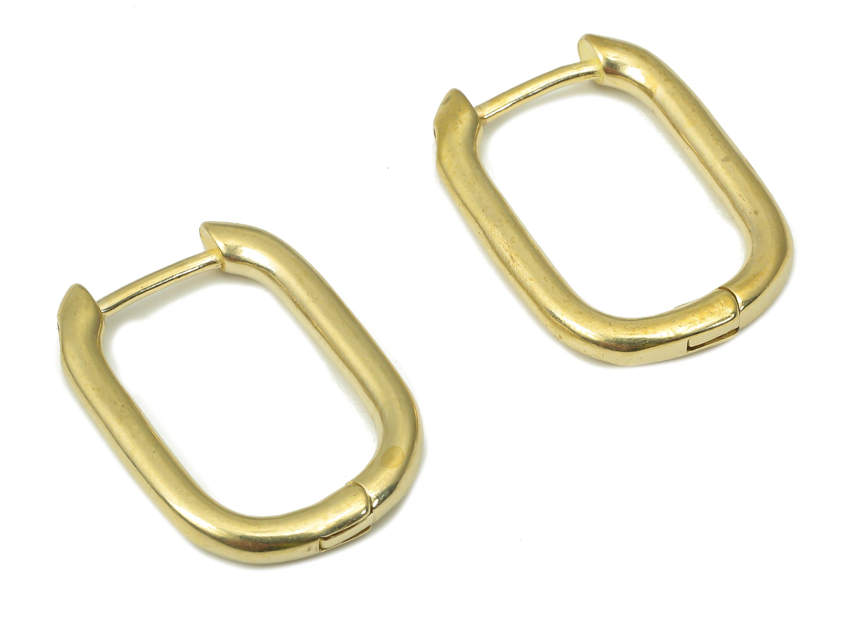 Rectangle Huggies Hoop Earrings – Rectangle Hoop – Plain Hoop Huggies - Brass Hoop Earrings – Jewelry Supplies - 22.17x14.87x2.54mm - PP7384 - DOMEDBAZAAR