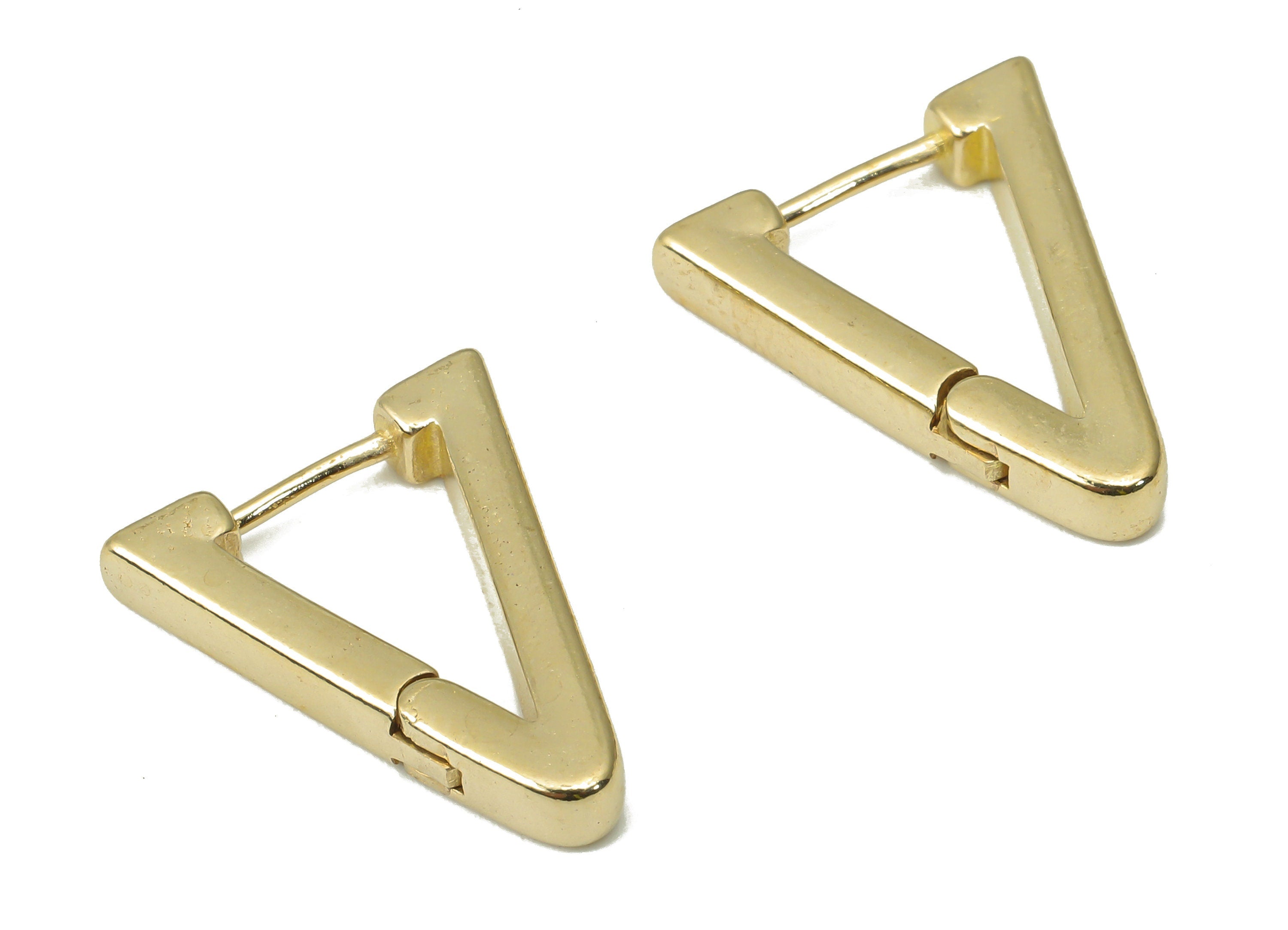Brass Triangle Huggies Hoop Earrings - Raw Brass Stud Earring – Geometric Earrings – Earring Jewelry Supplies - 17.56x14.4x3.06mm - PP7389 - DOMEDBAZAAR