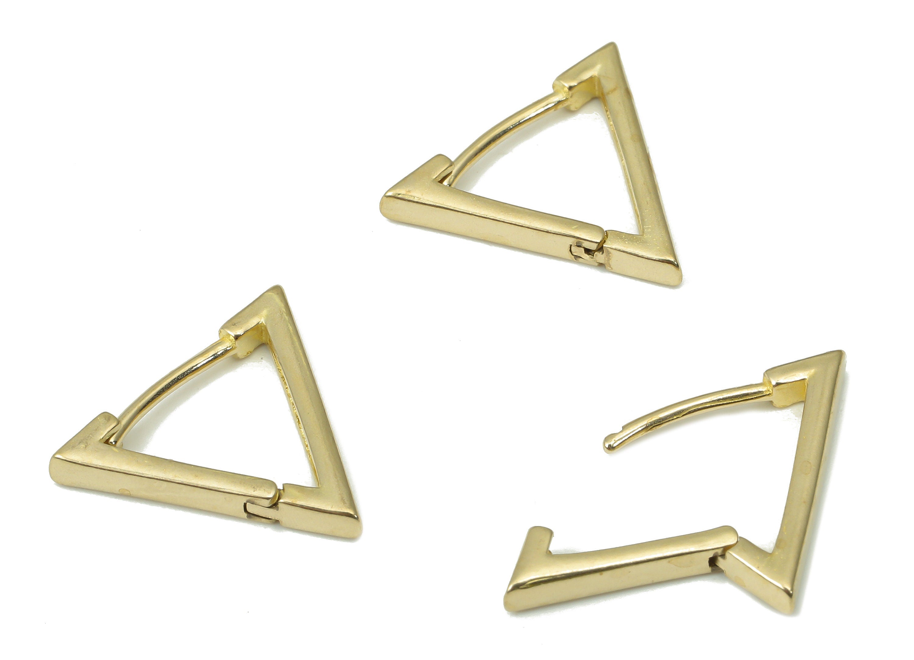 Brass Triangle Huggies Hoop Earrings - Raw Brass Stud Earring – Geometric Earrings – Earring Jewelry Supplies - 16.28x13.81x2.11mm - PP7382 - DOMEDBAZAAR