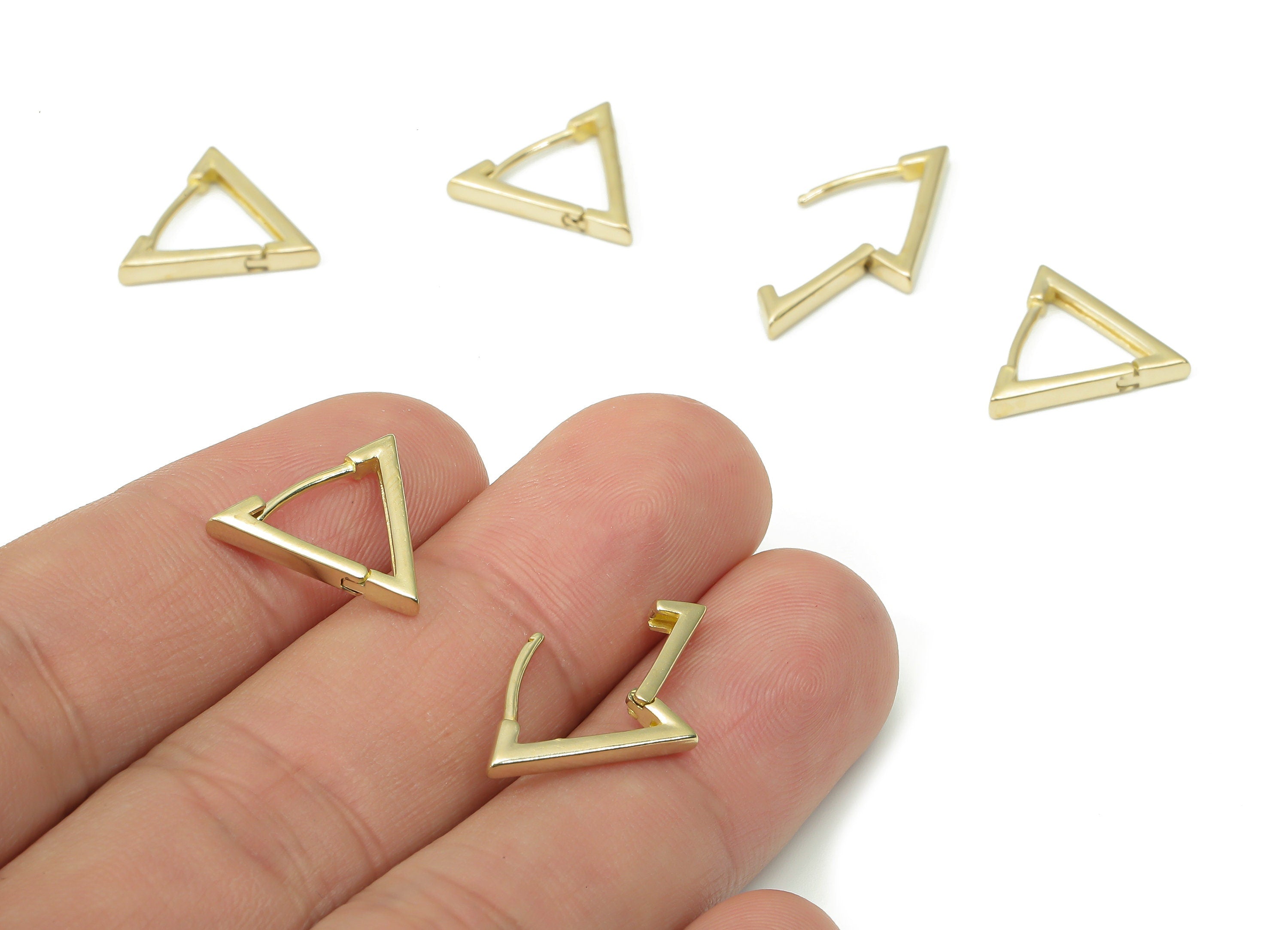 Brass Triangle Huggies Hoop Earrings - Raw Brass Stud Earring – Geometric Earrings – Earring Jewelry Supplies - 16.28x13.81x2.11mm - PP7382 - DOMEDBAZAAR