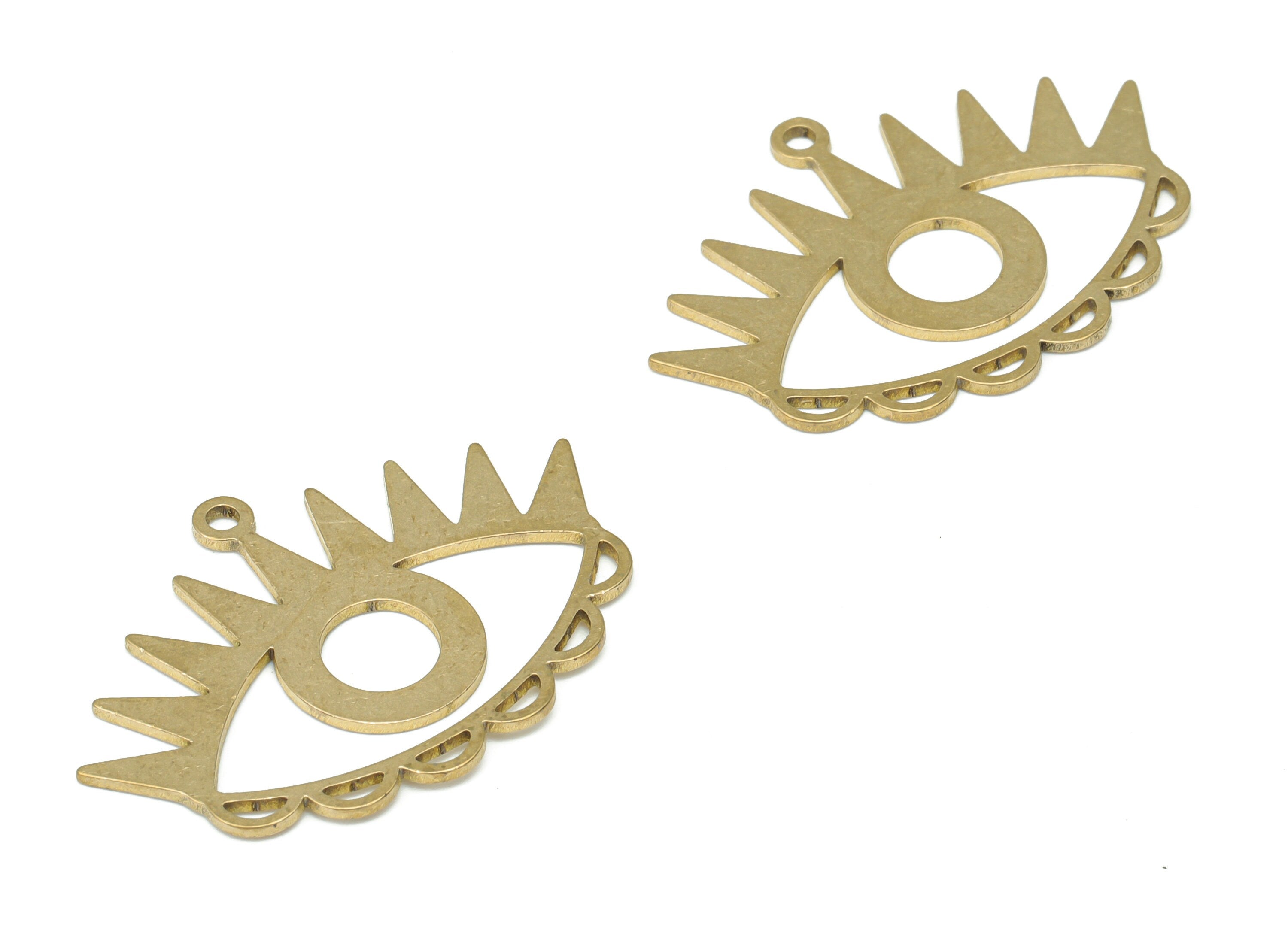 Brass Triangle Eye Earring Charms - Raw Brass Eyelash Pendant - DIY Jewelry Making Supplies - 31.77x22.07x0.75mm - PPA3199 - DOMEDBAZAAR