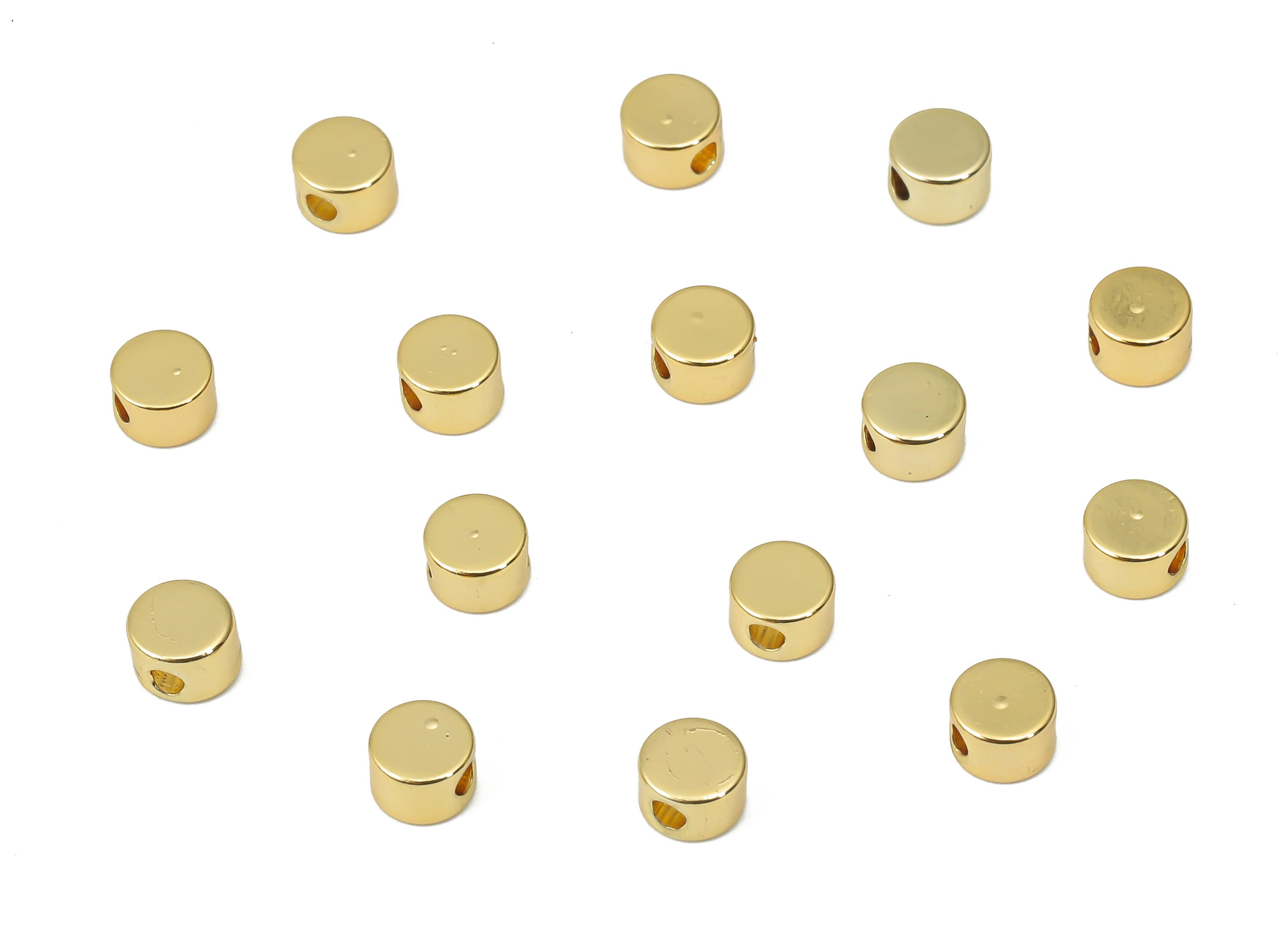 Gold Mini Round Beads – Brass Circle Spacer Beads – Bracelet Beads - 18K Real Gold Plated Brass - Jewelry Making - 4x4x2.78mm - RGP4446 - DOMEDBAZAAR