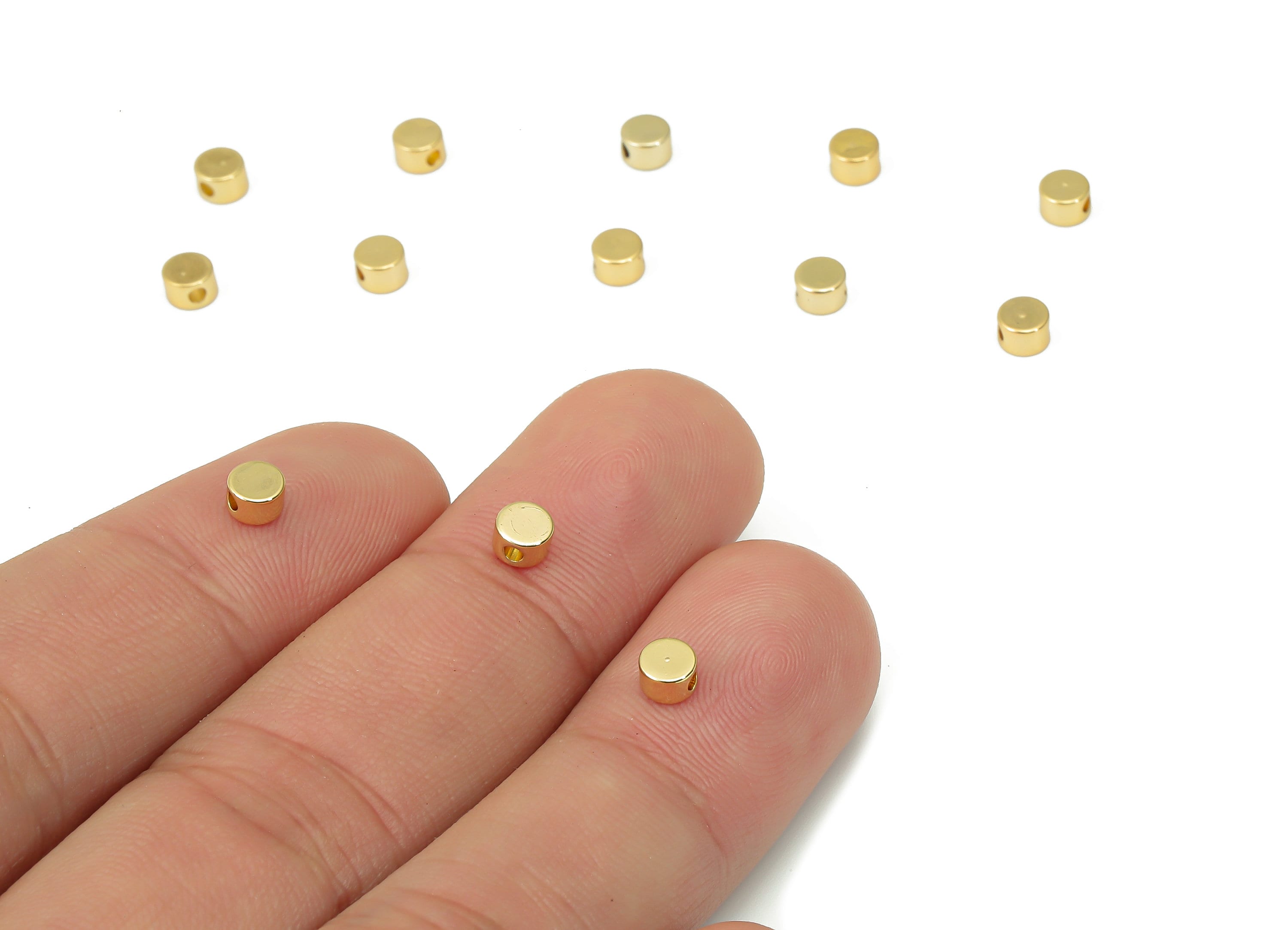 Gold Mini Round Beads – Brass Circle Spacer Beads – Bracelet Beads - 18K Real Gold Plated Brass - Jewelry Making - 4x4x2.78mm - RGP4446 - DOMEDBAZAAR