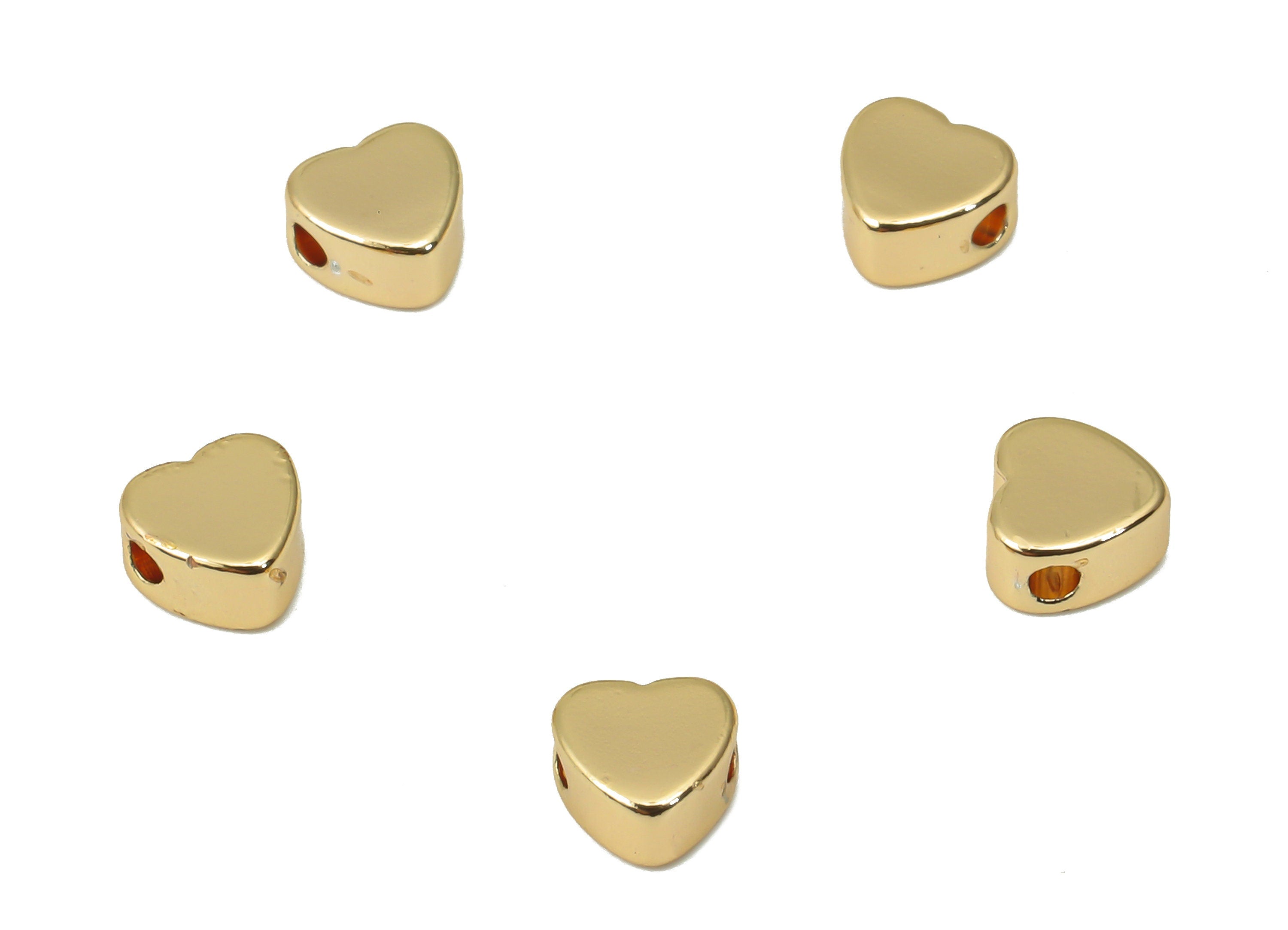 Gold Mini Heart Beads – Brass Heart Spacer Beads – Bracelet Beads - 18K Real Gold Plated Brass - Jewelry Making - 4.72x4.88x2.56mm - RGP4482 - DOMEDBAZAAR