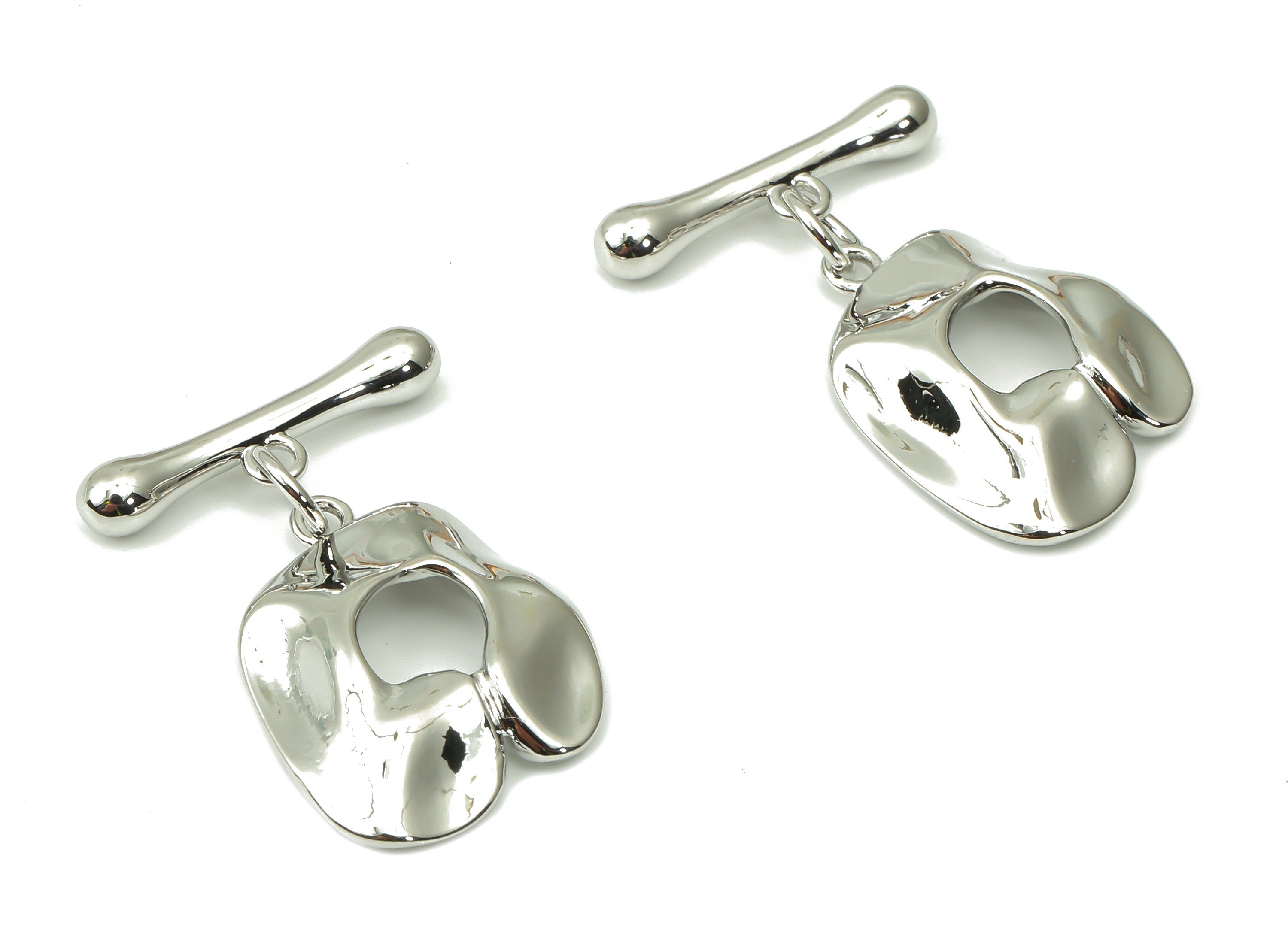 Brass Hammered U Toggle Clasp – White Gold Irregular Toggle Clasp - 18K Real White Gold Plated Brass – 26.27x24.61x2.03mm - RGP4530S - DOMEDBAZAAR