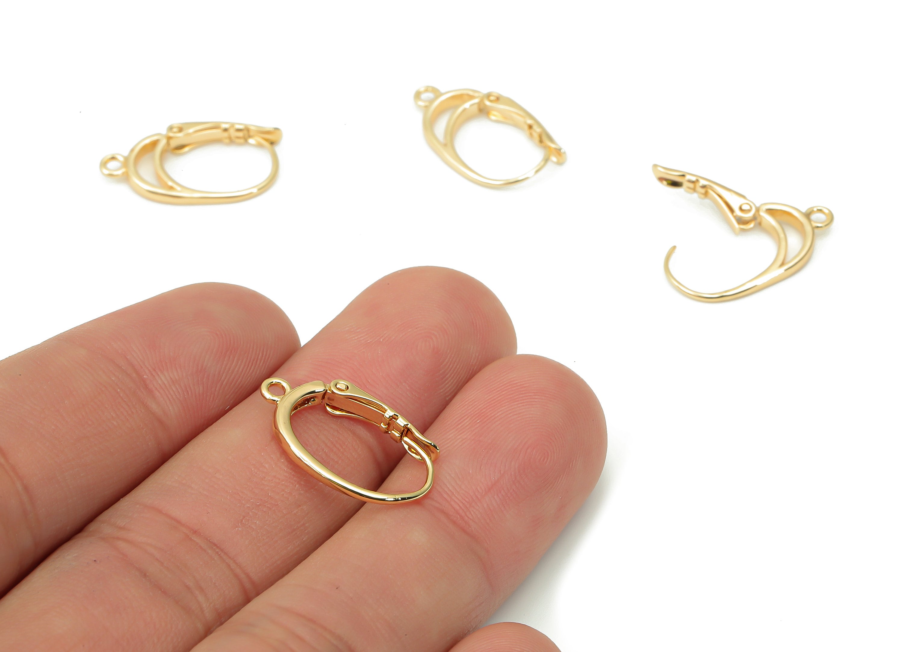 Brass Plain Leverback - Gold Leverback Earring Clasp - 18K Real Gold Plated Brass - Jewelry Making Supplies - 19.96x11.97x2.92mm - RGP4434 - DOMEDBAZAAR