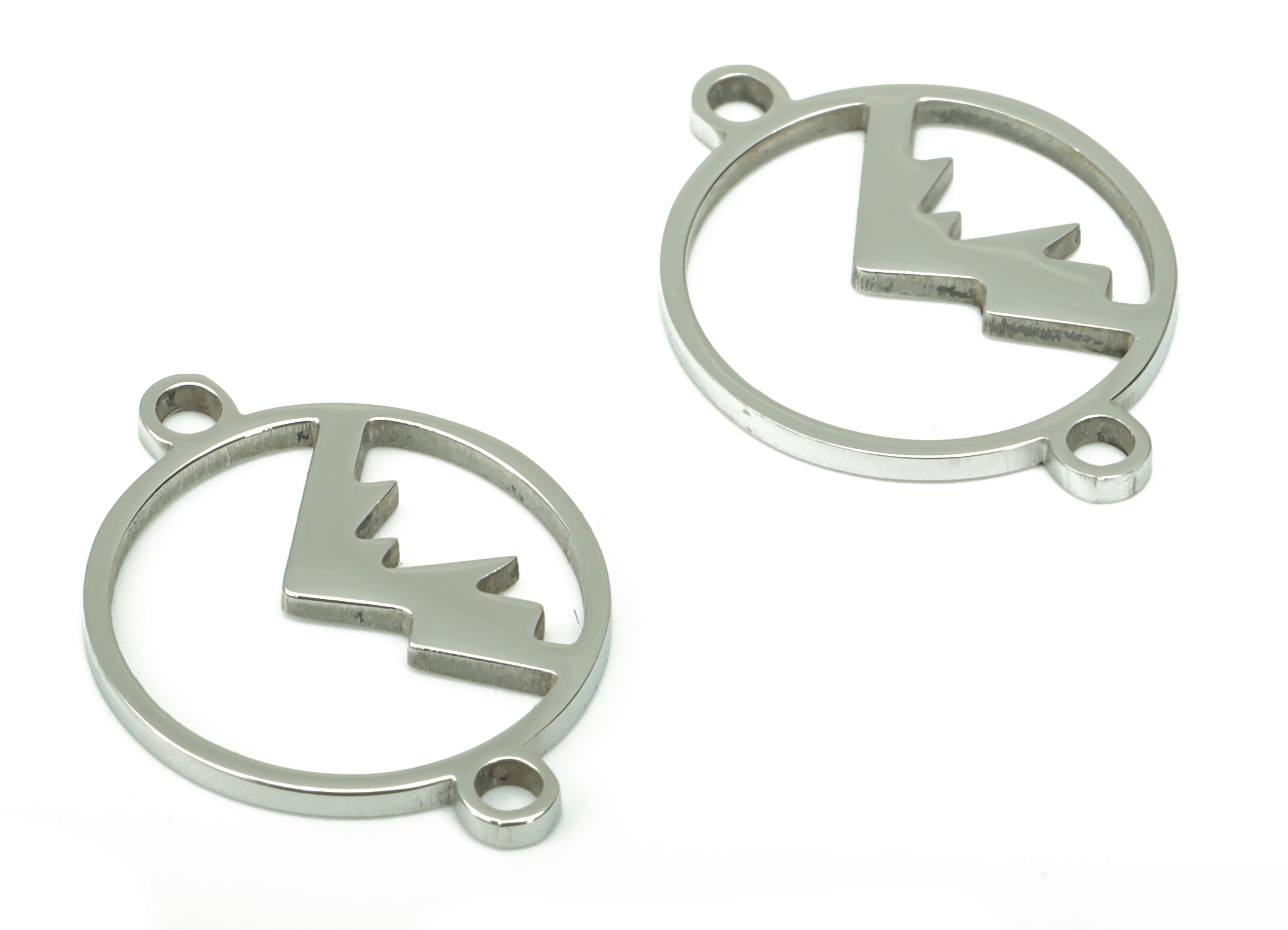 Stainless Steel Round Connector - Mountain Bracelet Connector - Bracelet Charm – Jewelry Making Supplies - 15.5x11.7x0.84mm - SS1217S - DOMEDBAZAAR