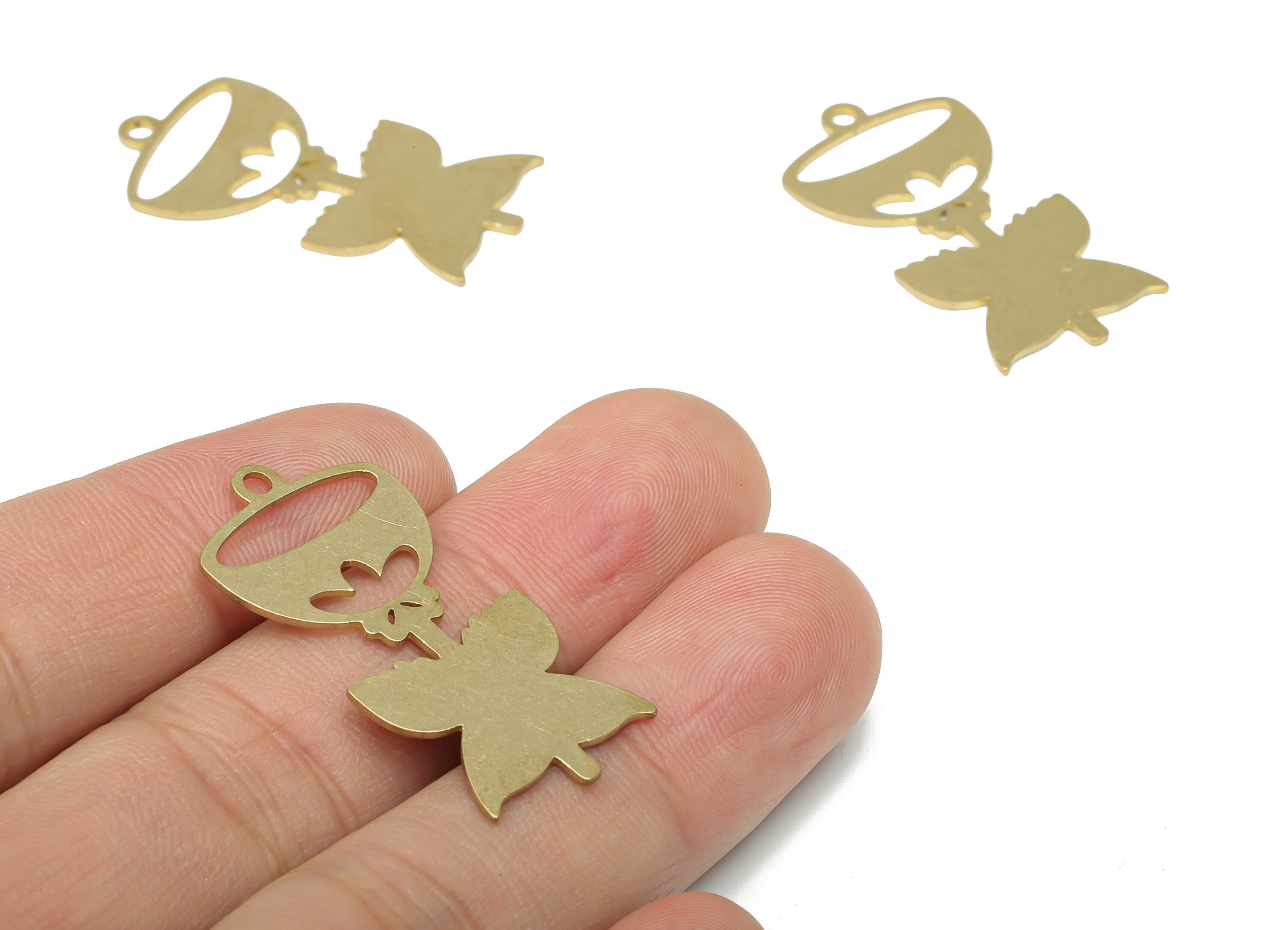 Brass Flower Leaf Earring Charms - Raw Brass Leaf Flower Pendant - DIY Jewelry Making Supplies - 35.7x17.88x0.73mm - PPA3429 - DOMEDBAZAAR