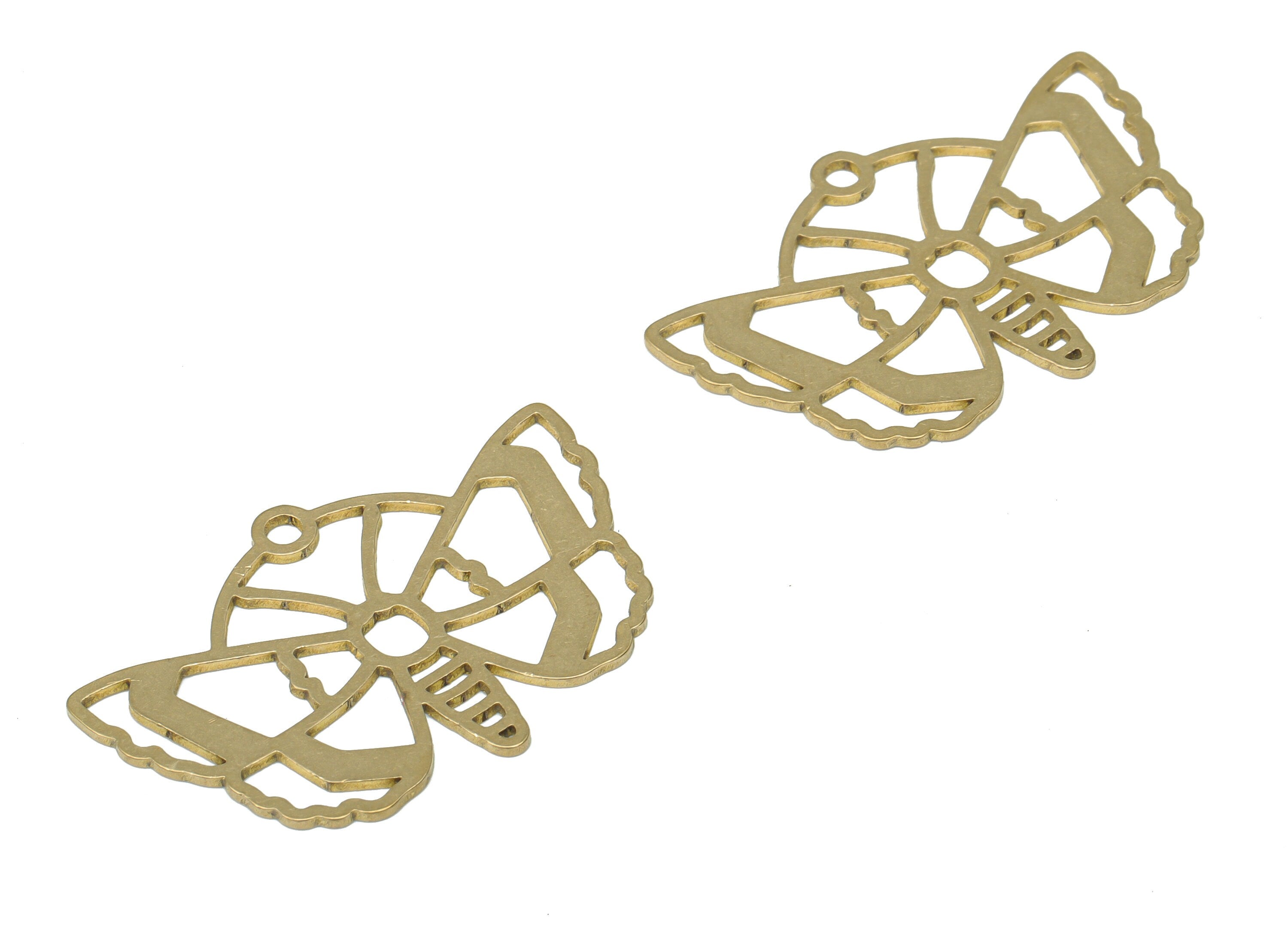 Brass Butterfly Earring Charms - Raw Brass Butterfly Pendant - DIY Jewelry Making Supplies - 34.81x23.32x0.74mm - PPA3085 - DOMEDBAZAAR