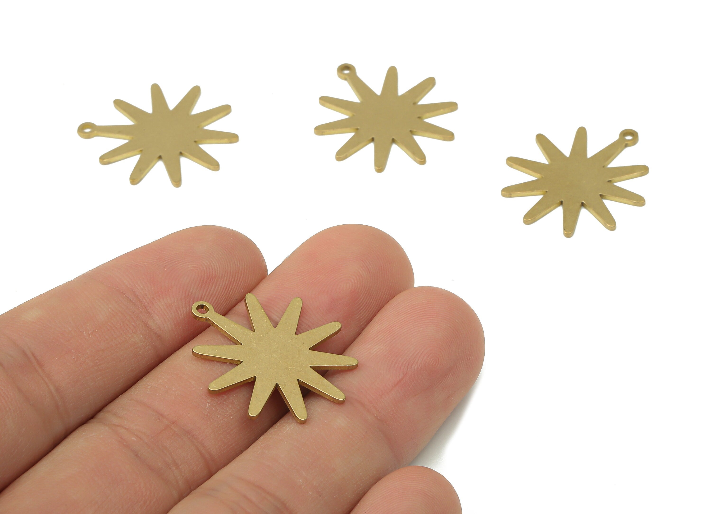 Personalized Stamping Blank - Brass Sun Earring Charms - Raw Brass Sun Pendant - Jewelry Making Supplies - 24.67x21.27x0.83mm - PPA3567 - DOMEDBAZAAR