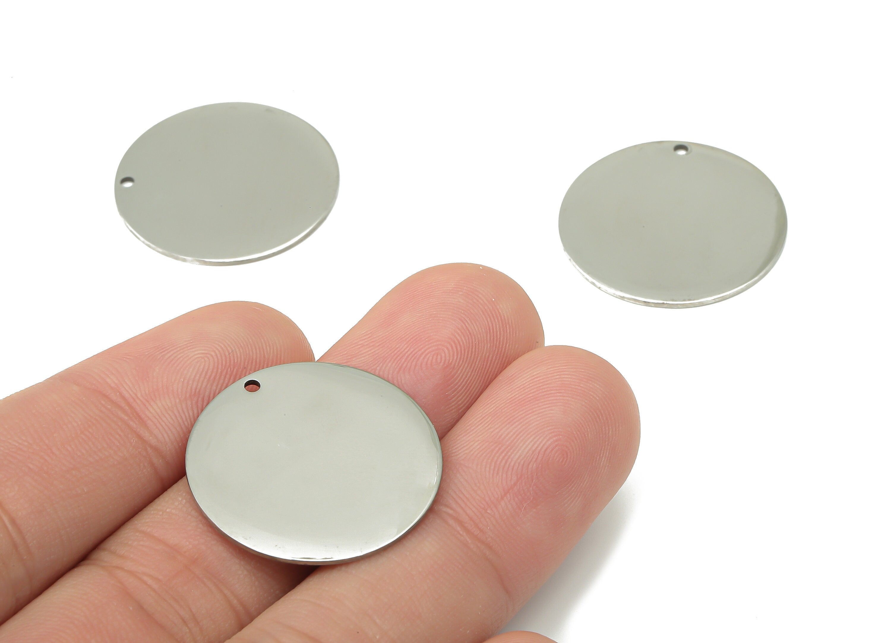 Stamping Blanks - 316 Stainless Steel Round Charms - Stainless Steel 316 Circle Pendant - Jewelry Supplies - 24.85x24.85x0.87mm - SS1379-25 - DOMEDBAZAAR