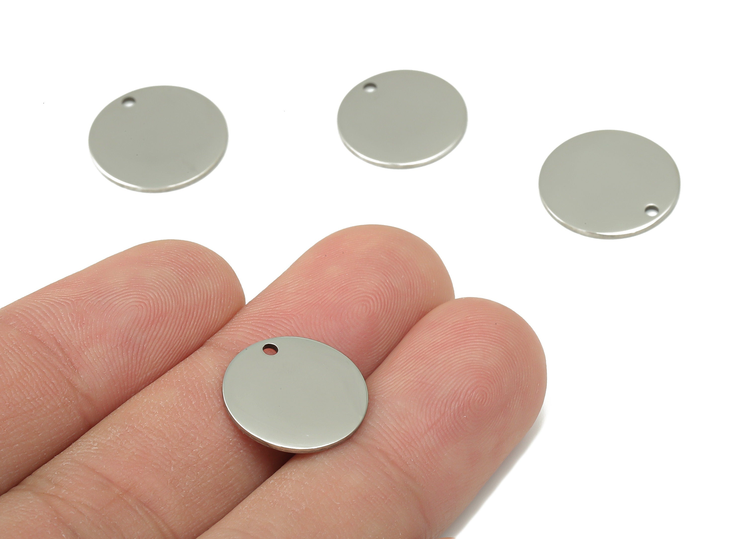 Stamping Blanks - 316 Stainless Steel Round Charms - Stainless Steel 316 Circle Pendant - Jewelry Supplies - 14.86x14.86x0.84mm - SS1379-15 - DOMEDBAZAAR