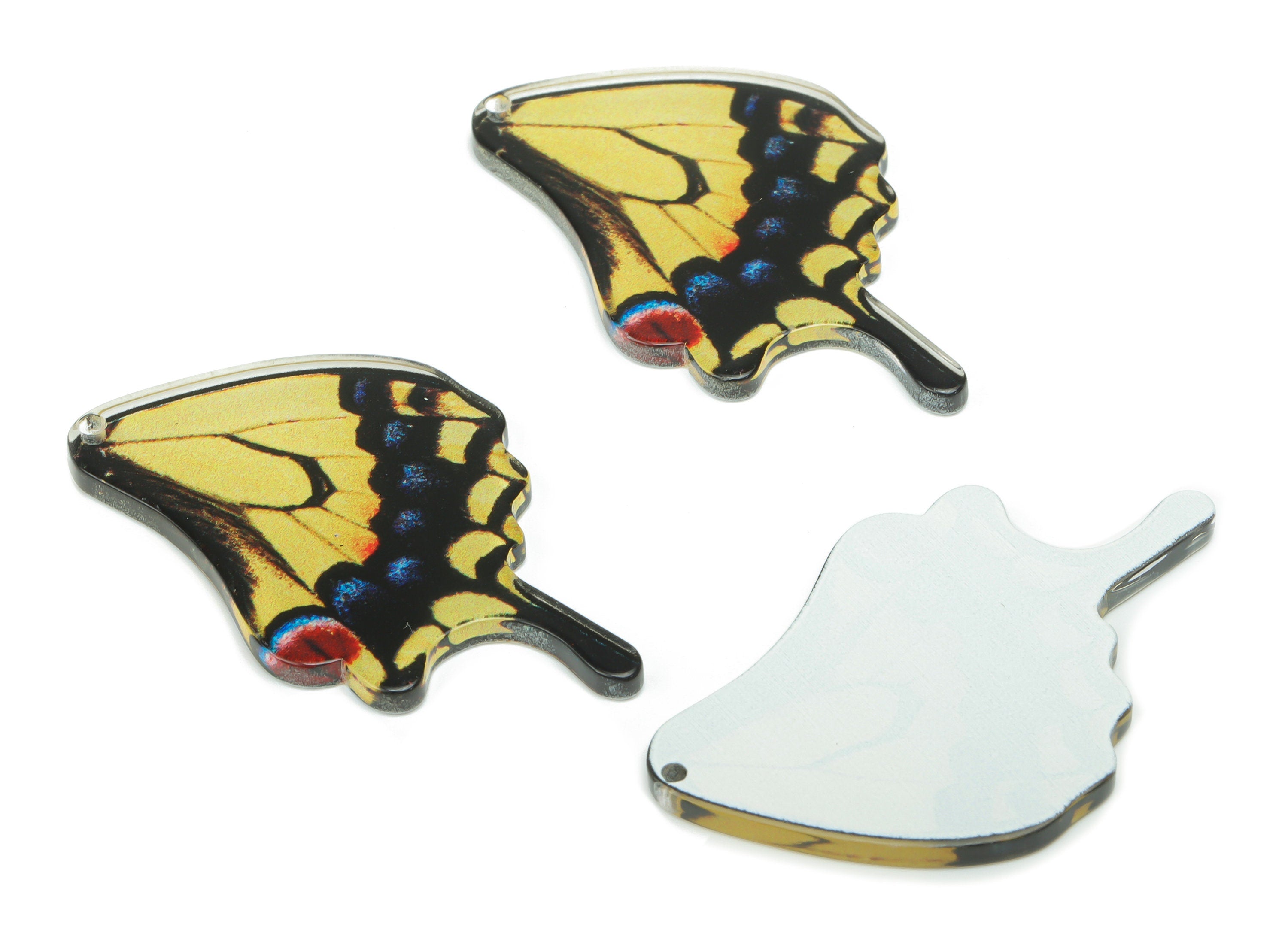 Acrylic Butterfly Wing Earring Charms - Acrylic Umbrella Pendant - Printing Textured - Jewelry Making Supplies - 45.85x30.05x2.3mm - AC2473B - DOMEDBAZAAR