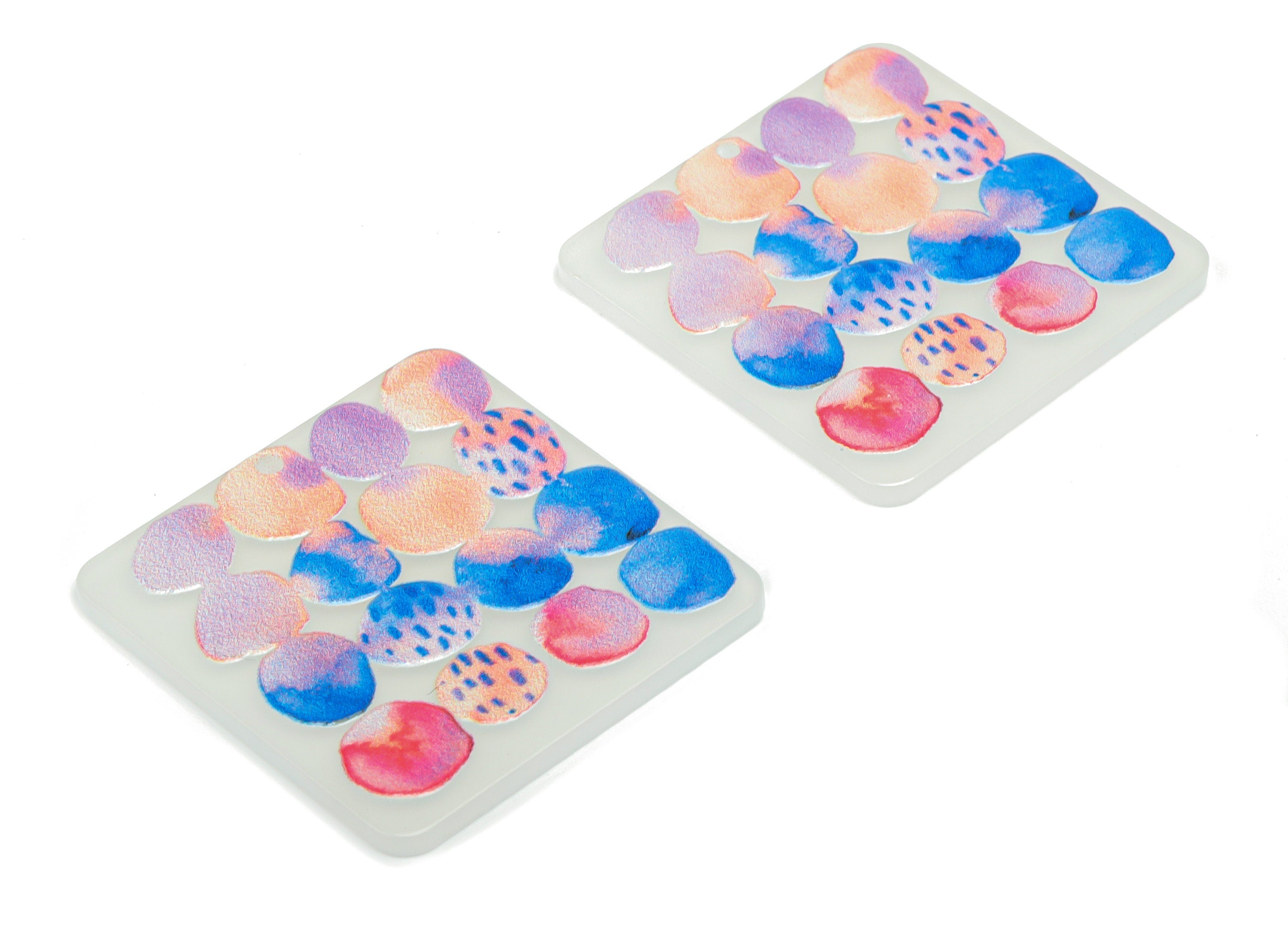 Acrylic Bubble Square Earring Charms - Acrylic Square Pendant - Printing Textured - Jewelry Making Supplies - 34.83x34.76x2.24mm - AC2475A - DOMEDBAZAAR