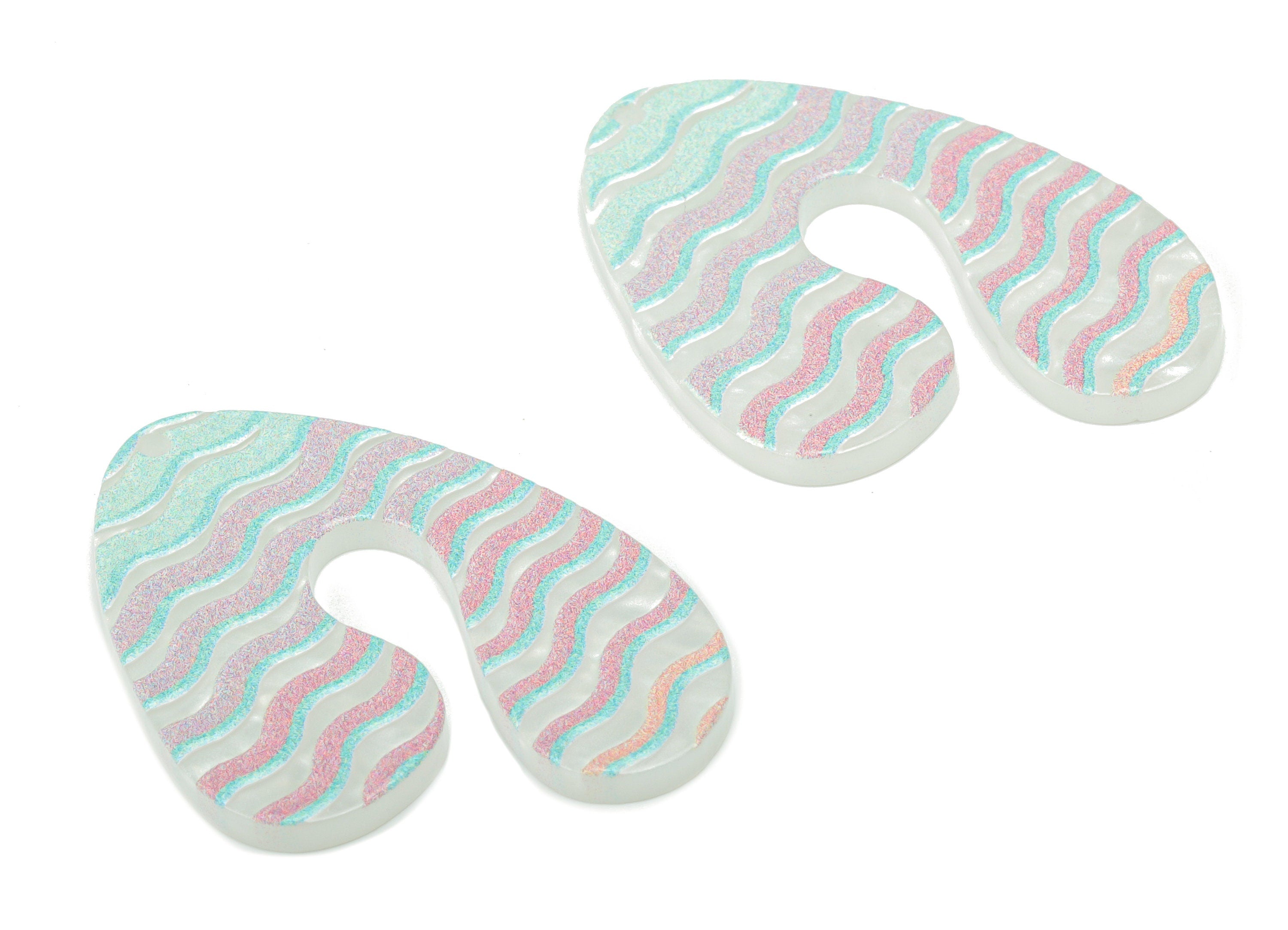 Acrylic U Wave Earring Charms - Acrylic Wave U Pendant - Printing Textured - Jewelry Making Supplies - 40.49x30x2.42mm - AC2469B - DOMEDBAZAAR