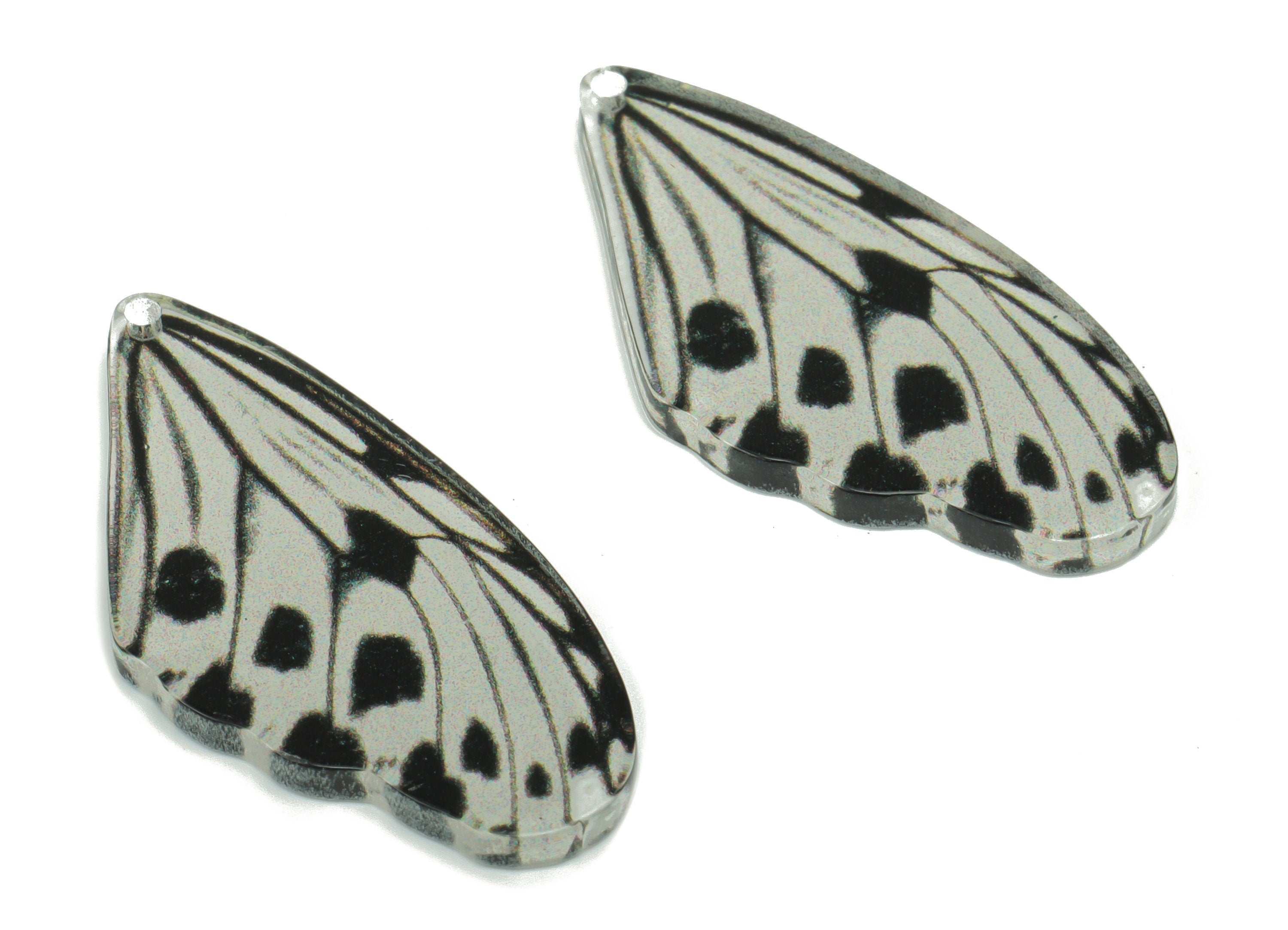 Acrylic Butterfly Wings Earring Charms - Acrylic Wing Pendant - Printing Textured - Jewelry Making Supplies - 39.55x19.48x2.21mm - AC2474B - DOMEDBAZAAR
