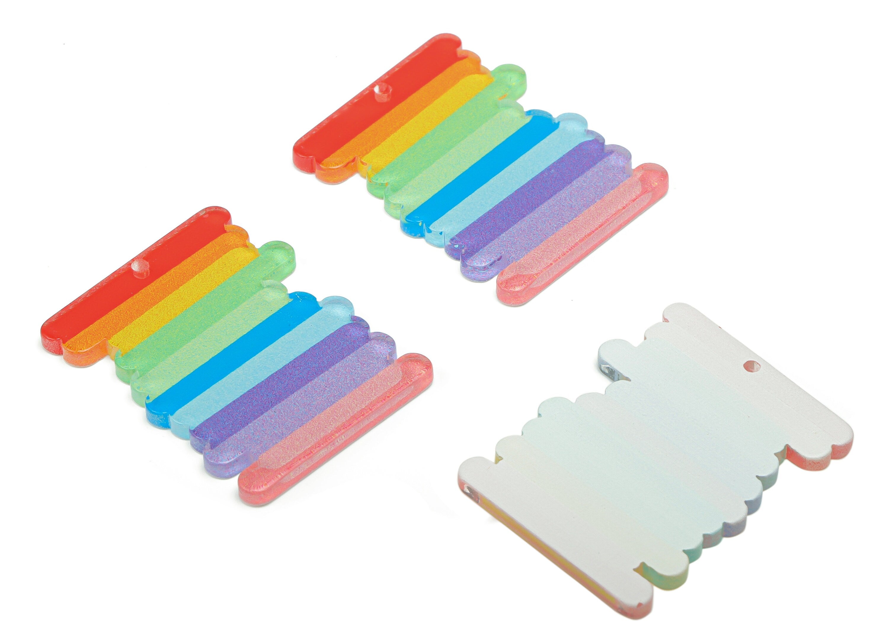 Acrylic Rainbow Scribble Earring Charms - Acrylic Scribble Pendant - Printing Textured - Jewelry Making Supplies - 34.96x27.1x2.2mm- AC2481B - DOMEDBAZAAR