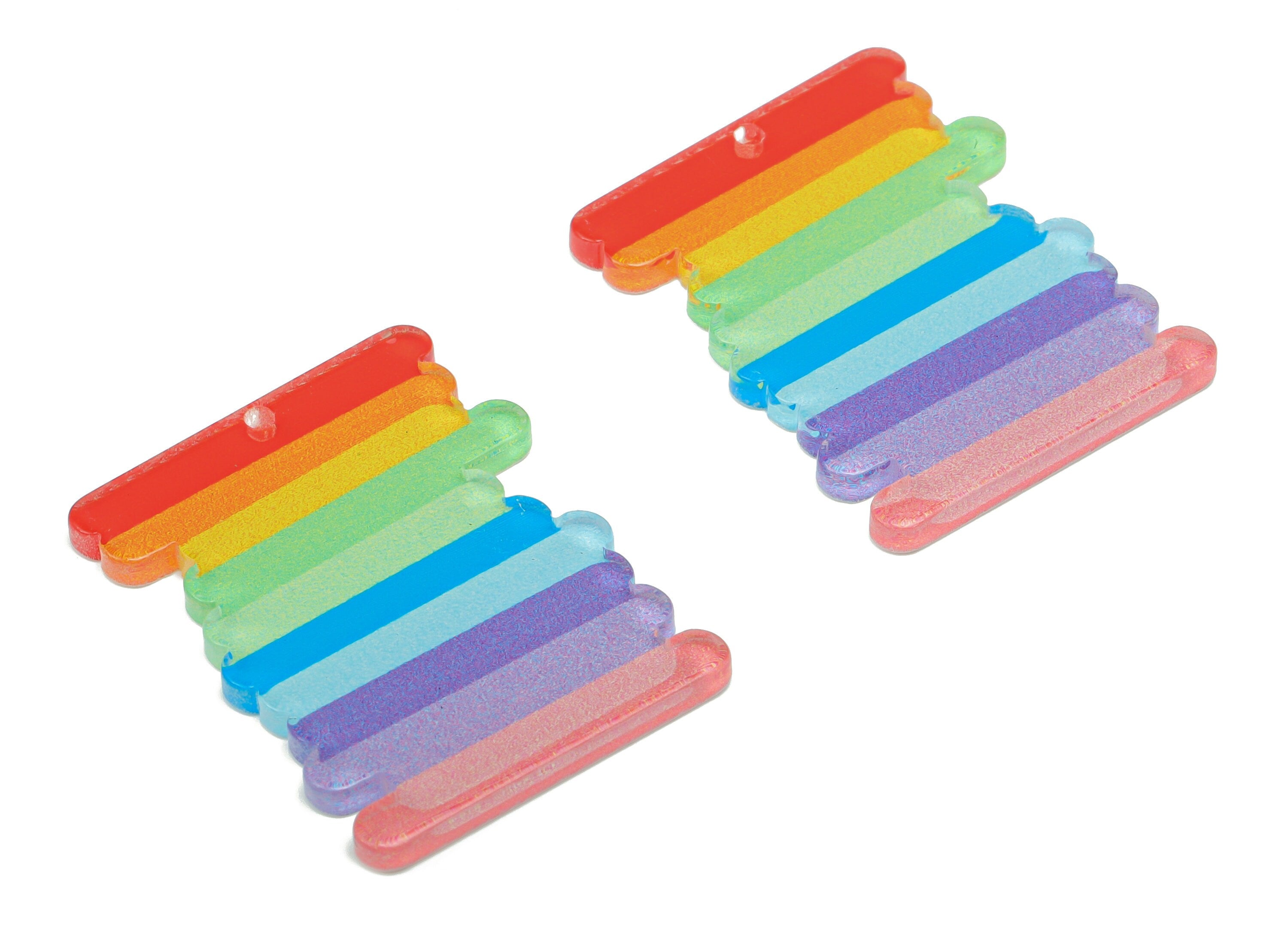 Acrylic Rainbow Scribble Earring Charms - Acrylic Scribble Pendant - Printing Textured - Jewelry Making Supplies - 34.96x27.1x2.2mm- AC2481B - DOMEDBAZAAR
