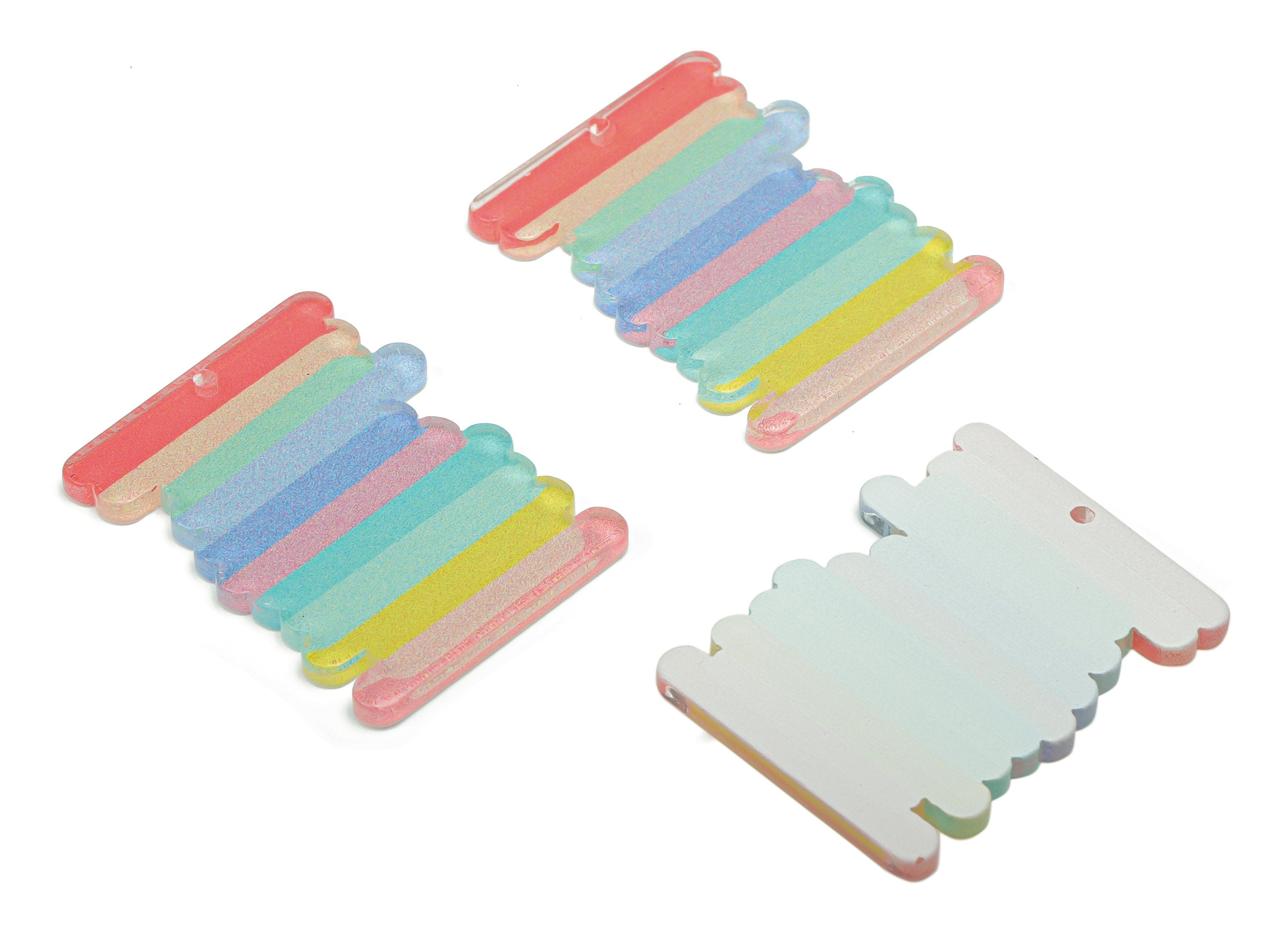 Acrylic Rainbow Scribble Earring Charms - Acrylic Scribble Pendant - Printing Textured - Jewelry Making Supplies - 34.96x27.1x2.2mm- AC2481A - DOMEDBAZAAR