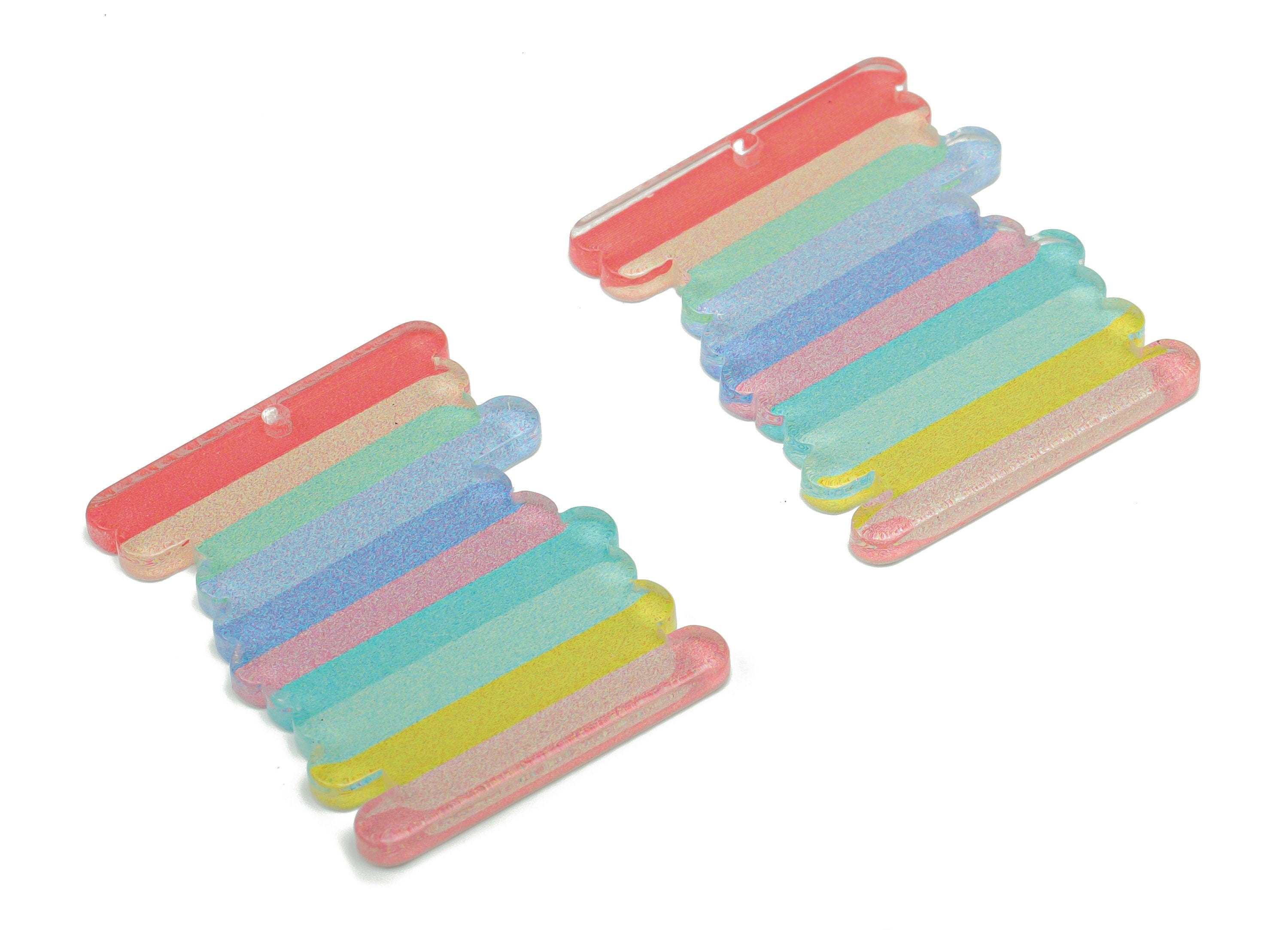 Acrylic Rainbow Scribble Earring Charms - Acrylic Scribble Pendant - Printing Textured - Jewelry Making Supplies - 34.96x27.1x2.2mm- AC2481A - DOMEDBAZAAR