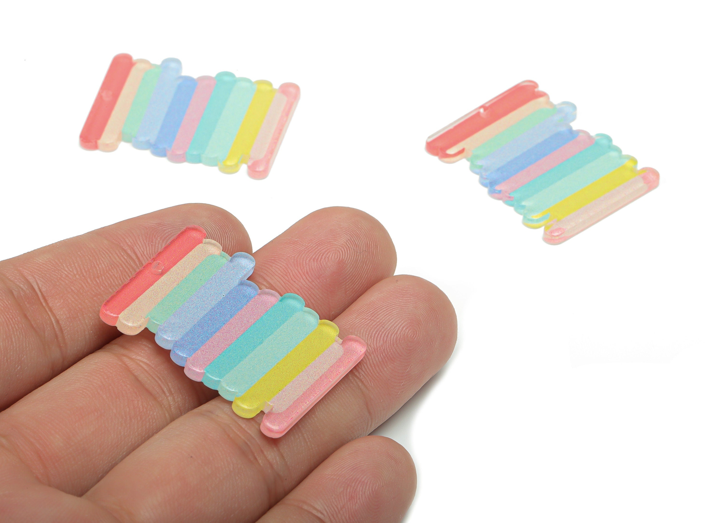 Acrylic Rainbow Scribble Earring Charms - Acrylic Scribble Pendant - Printing Textured - Jewelry Making Supplies - 34.96x27.1x2.2mm- AC2481A - DOMEDBAZAAR