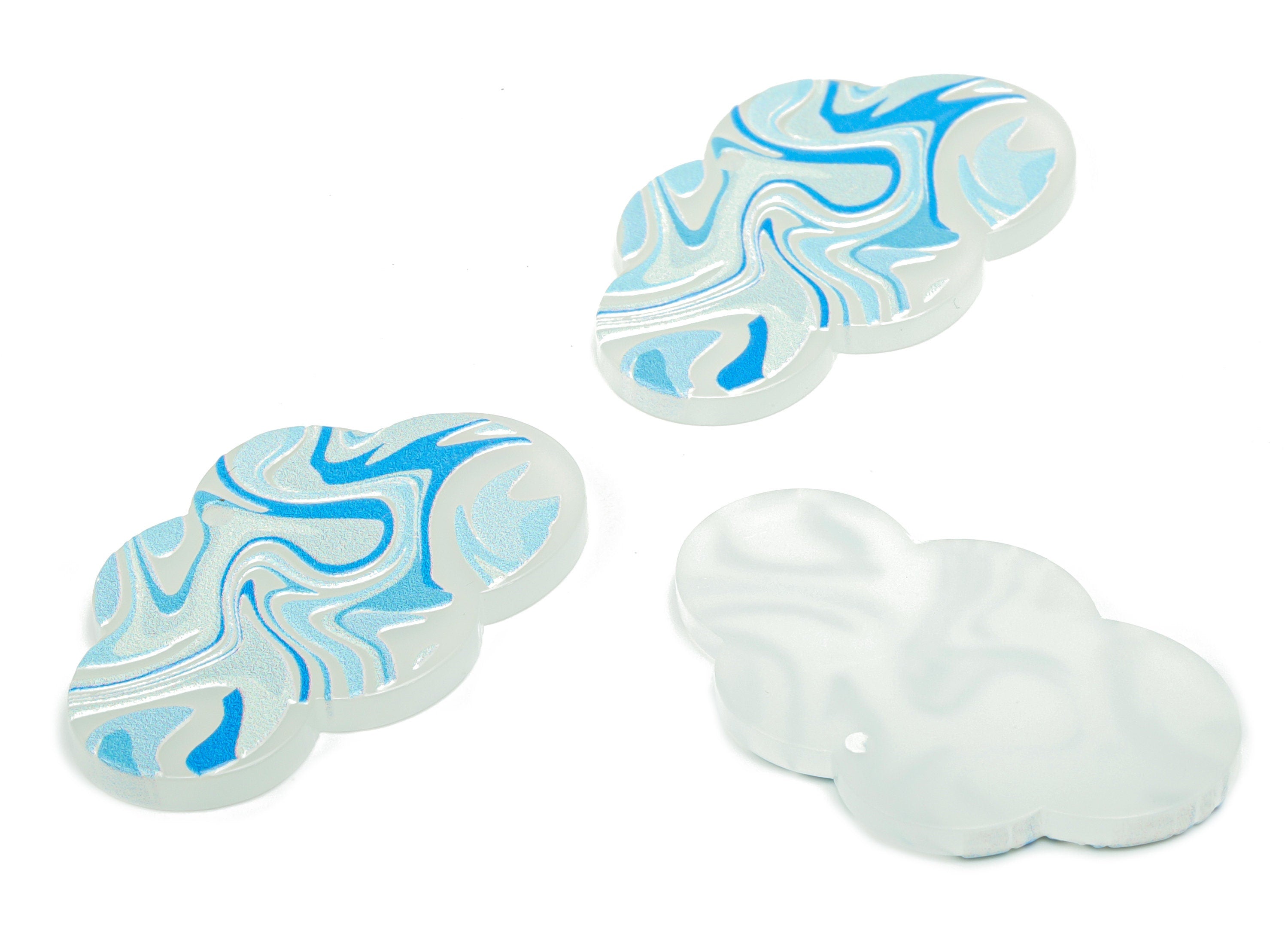 Acrylic Painting Cloud Earring Charms - Acrylic Cloud Pendant - Printing Textured - Jewelry Making Supplies - 37.53x22.61x2.51mm - AC2482B - DOMEDBAZAAR