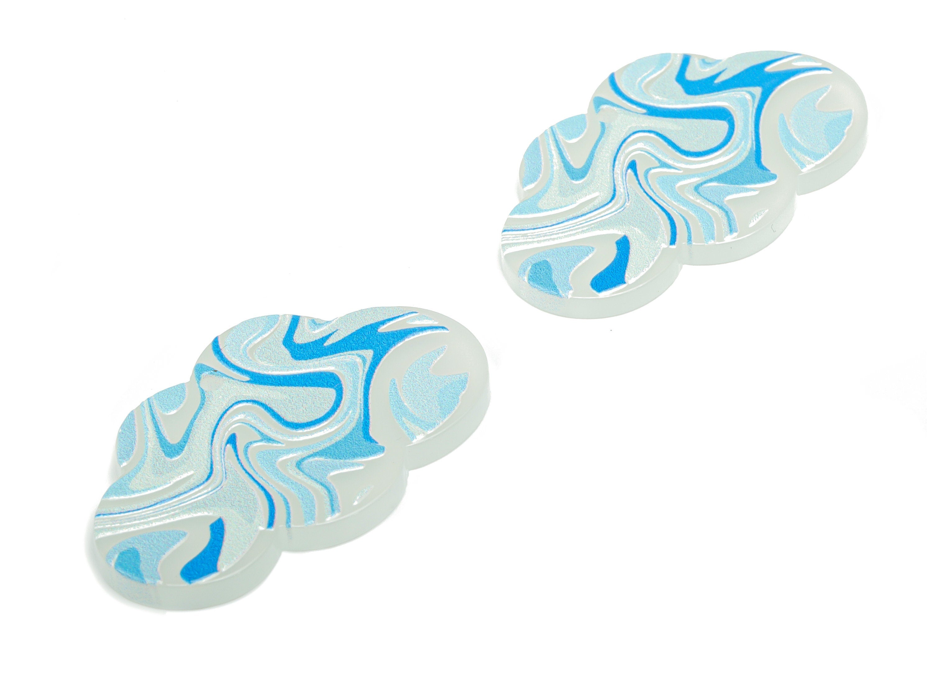 Acrylic Painting Cloud Earring Charms - Acrylic Cloud Pendant - Printing Textured - Jewelry Making Supplies - 37.53x22.61x2.51mm - AC2482B - DOMEDBAZAAR