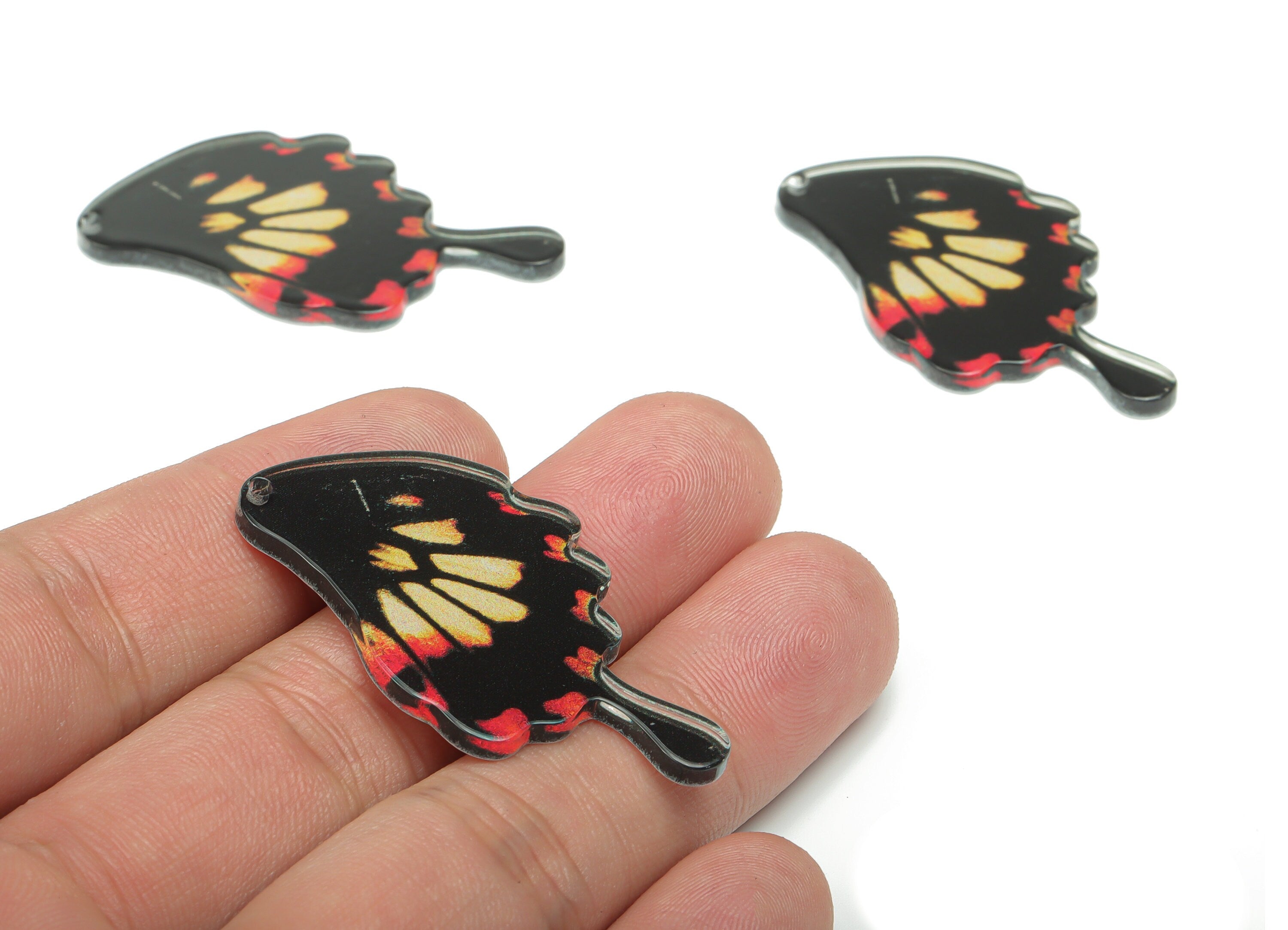Acrylic Butterfly Wing Earring Charms - Acrylic Umbrella Pendant - Printing Textured - Jewelry Making Supplies - 45.42x26.12x2.3mm - AC2473A - DOMEDBAZAAR
